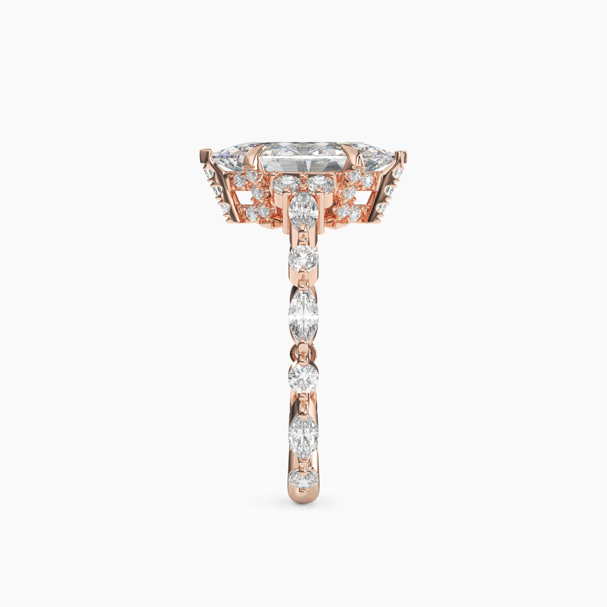 Lace Marquise Hidden Halo 1.5 Carat Lab Grown Diamond Engagement Ring in 14K Rose Gold