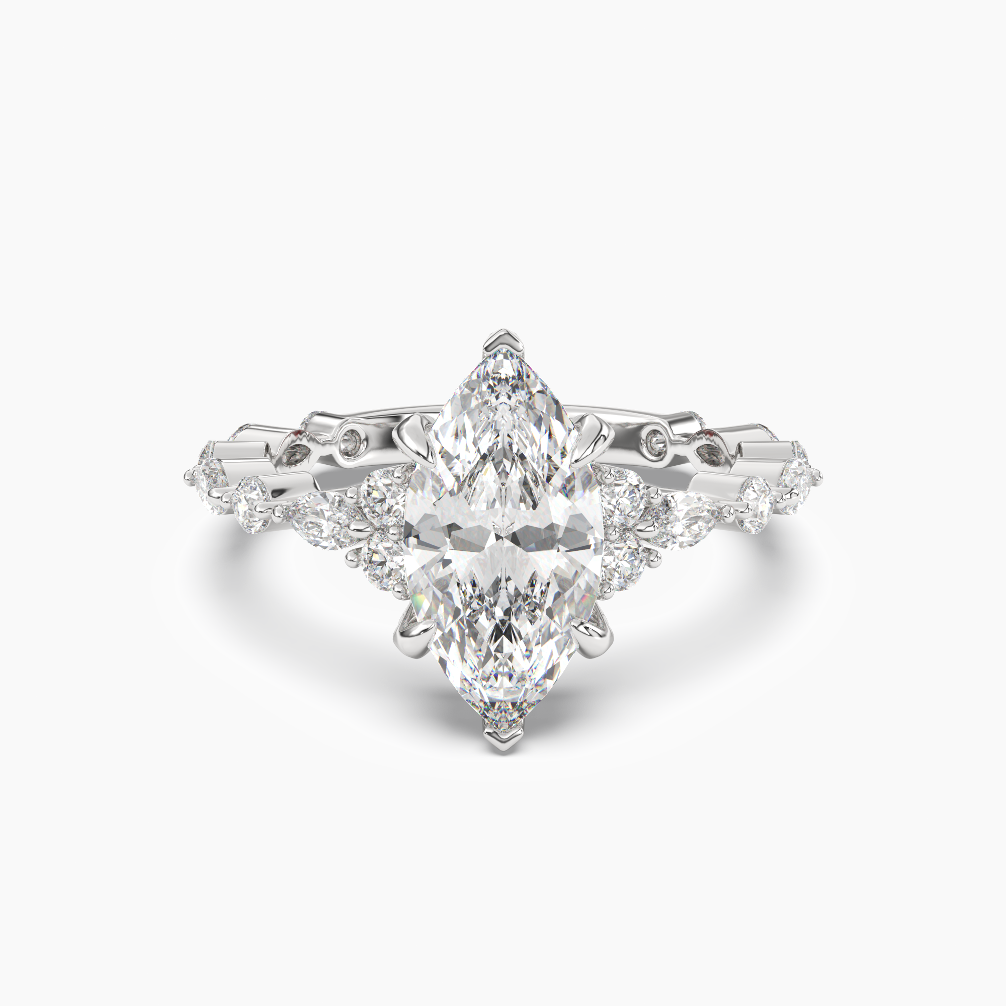 Lace Marquise Hidden Halo 1 Carat Lab Grown Diamond Engagement Ring in 18K Rose Gold
