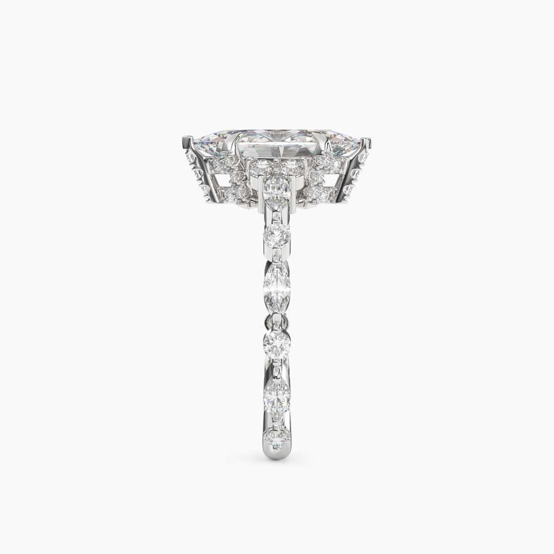 Lace Marquise Hidden Halo 1.5 Carat Lab Grown Diamond Engagement Ring in 14K Rose Gold