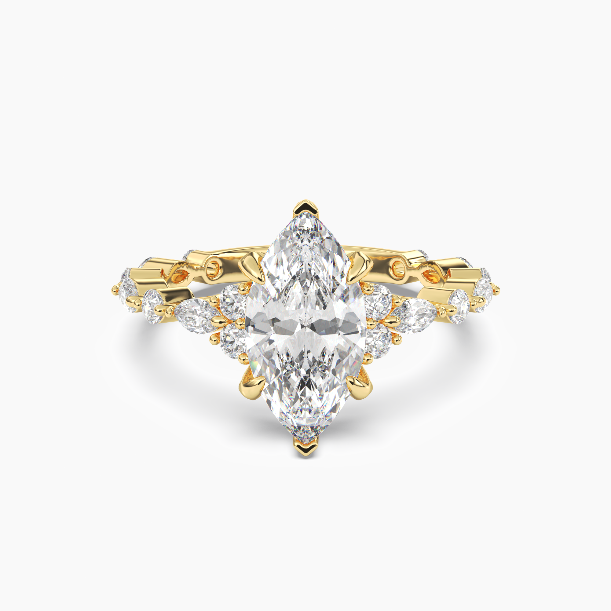 Lace Marquise Hidden Halo 2.5 Carat Lab Grown Diamond Engagement Ring in 14K White Gold