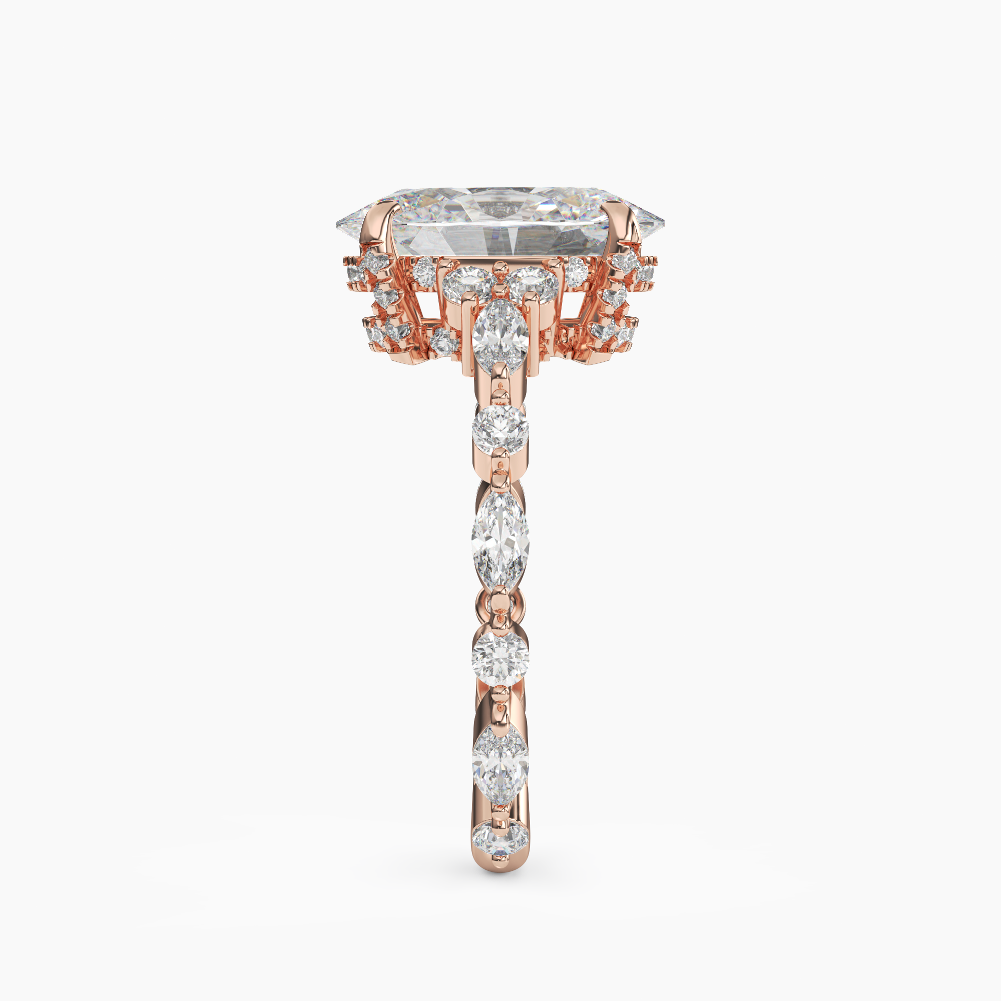 Lace Oval Hidden Halo 1.5 Carat Lab Grown Diamond Engagement Ring in 14K White Gold