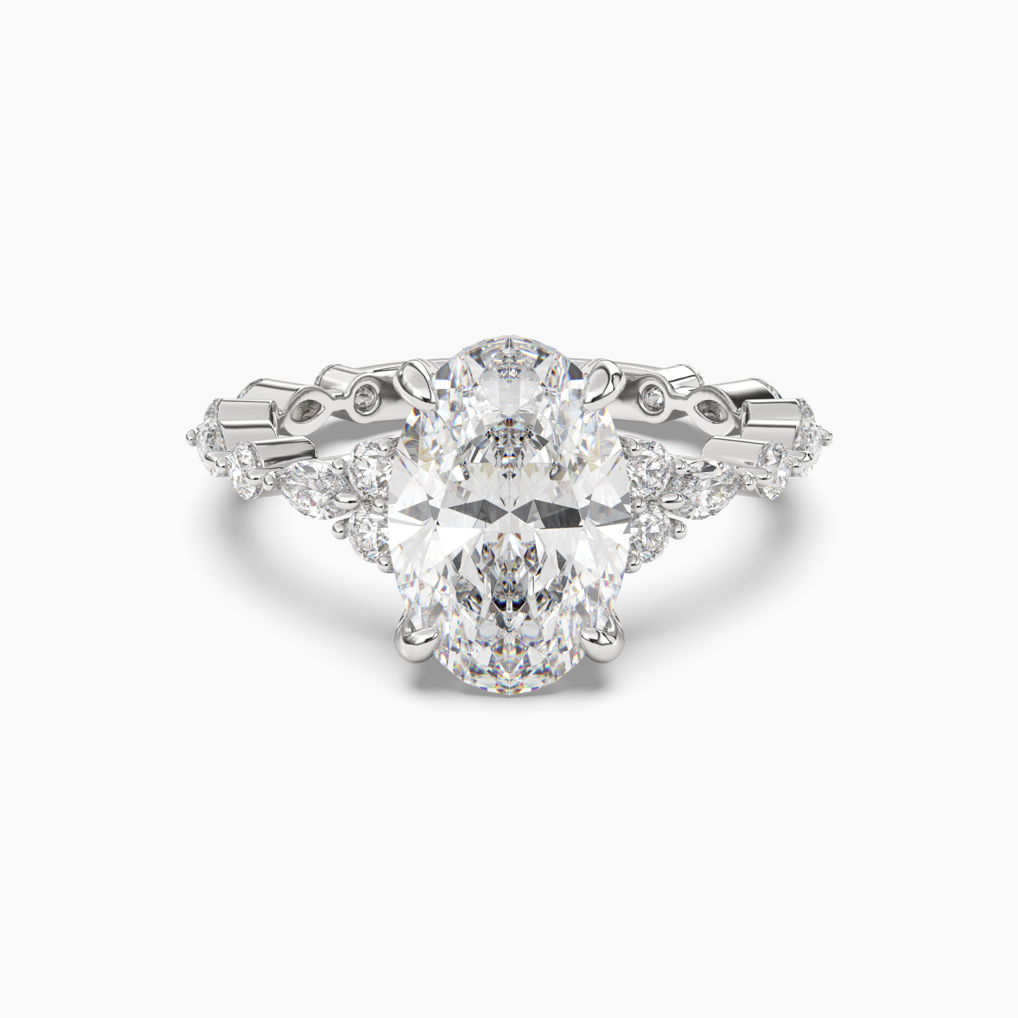 Lace Oval Hidden Halo Diamond Ring Setting in 18K Rose Gold