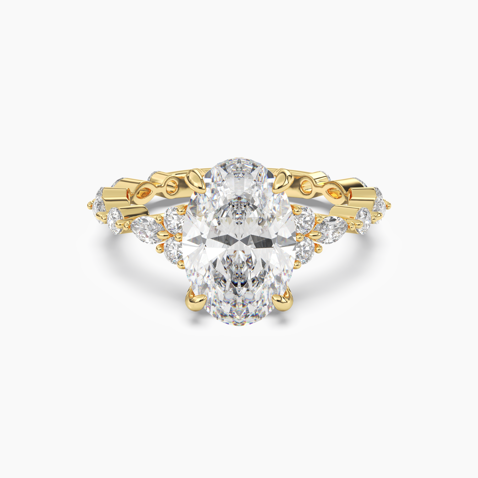 Lace Oval Hidden Halo Diamond Ring Setting in 18K Rose Gold