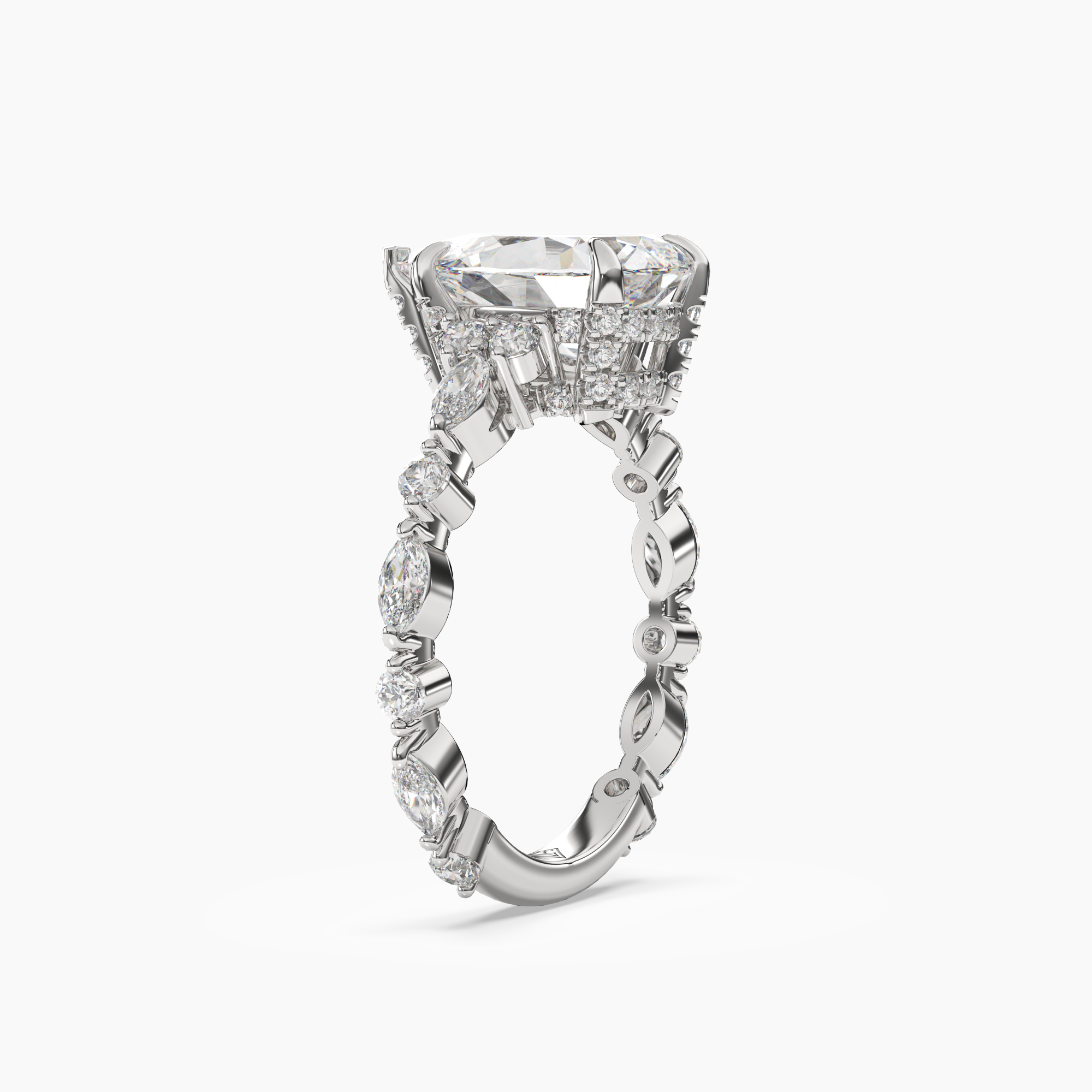 Lace Pear Hidden Halo 2 Carat Lab Grown Diamond Engagement Ring in 14K White Gold