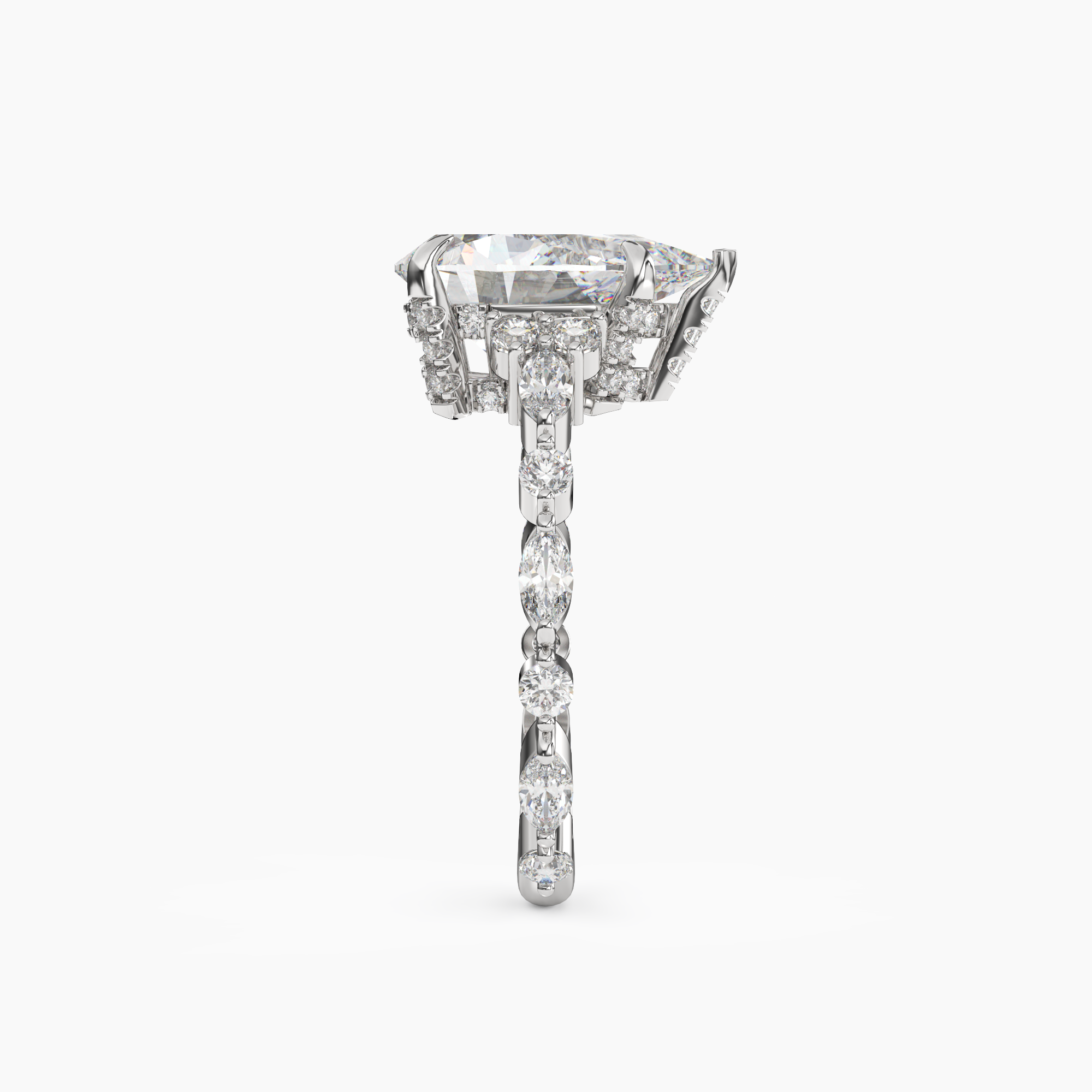 Lace Pear Hidden Halo 2.5 Carat Lab Grown Diamond Engagement Ring in 14K Rose Gold