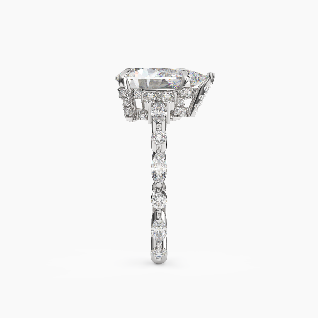 Lace Pear Hidden Halo 3 Carat Lab Grown Diamond Engagement Ring in 14K Rose Gold
