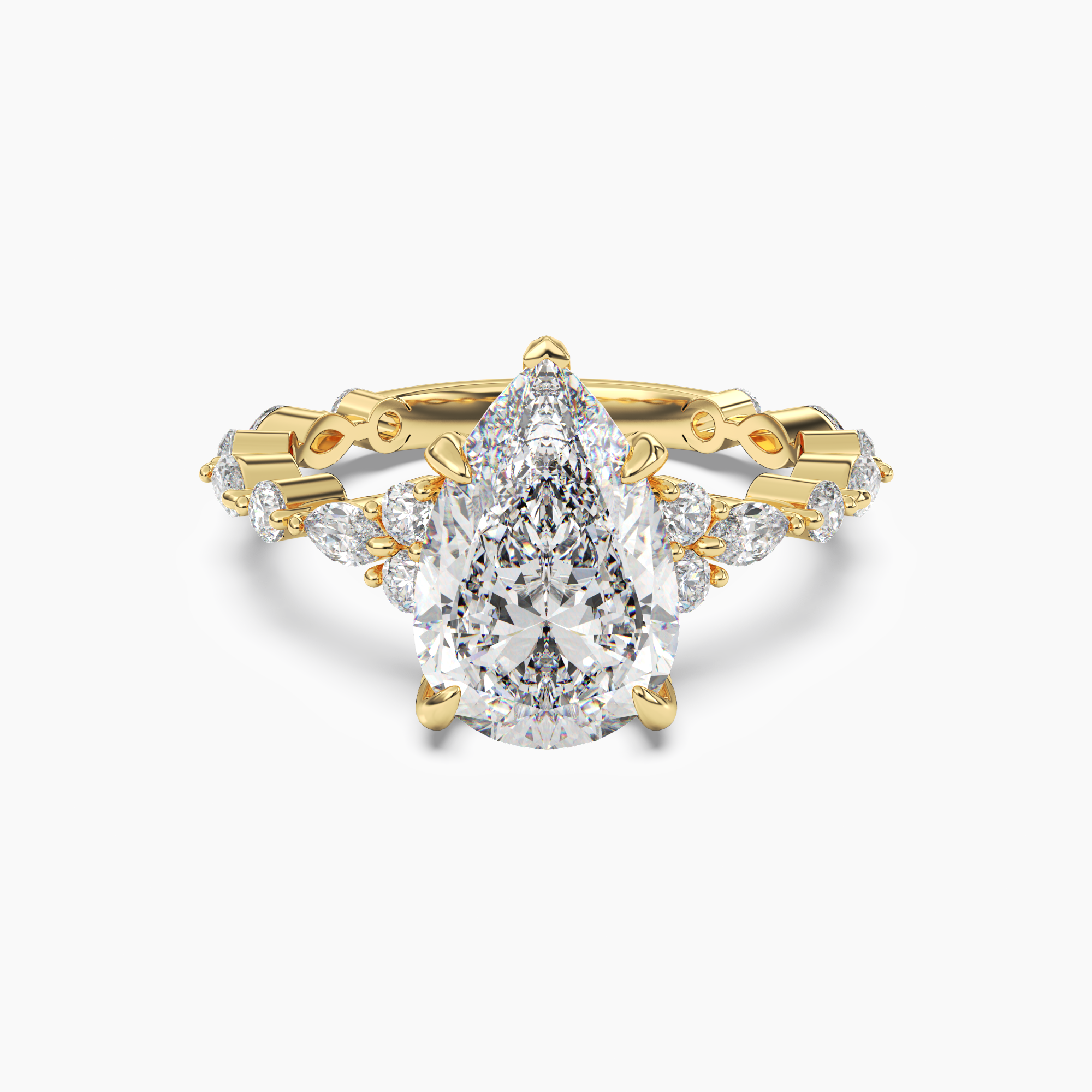 Lace Pear Hidden Halo 3 Carat Lab Grown Diamond Engagement Ring in 14K White Gold