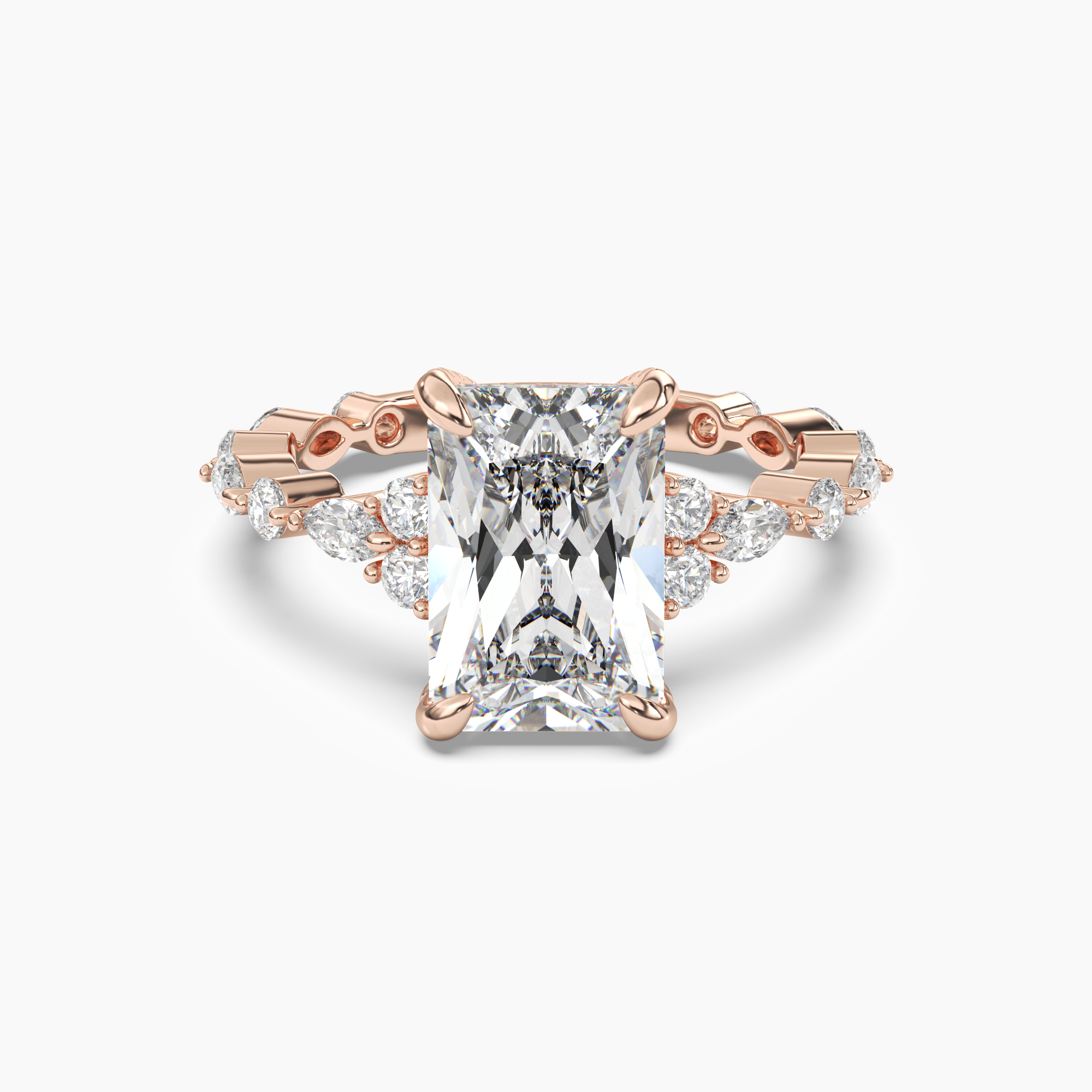 Lace Radiant Hidden Halo 1 Carat Lab Grown Diamond Engagement Ring in 18K White Gold