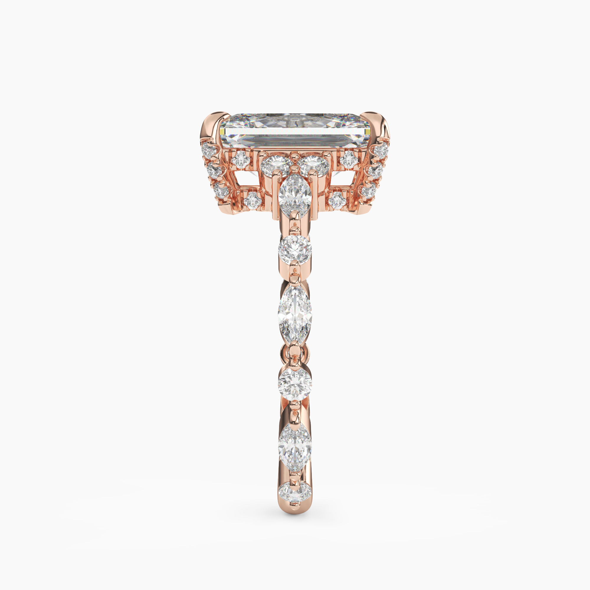 Lace Radiant Hidden Halo 2 Carat Lab Grown Diamond Engagement Ring in 14K Yellow Gold