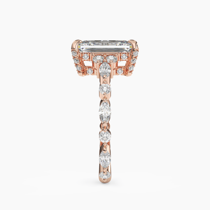 Lace Radiant Hidden Halo 2 Carat Lab Grown Diamond Engagement Ring in 14K White Gold