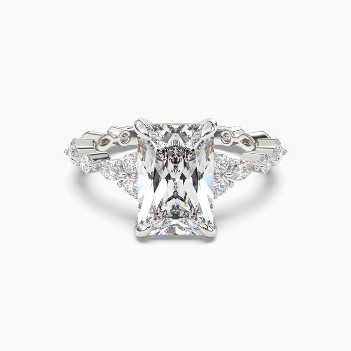 Lace Radiant Hidden Halo 2 Carat Lab Grown Diamond Engagement Ring in 14K White Gold