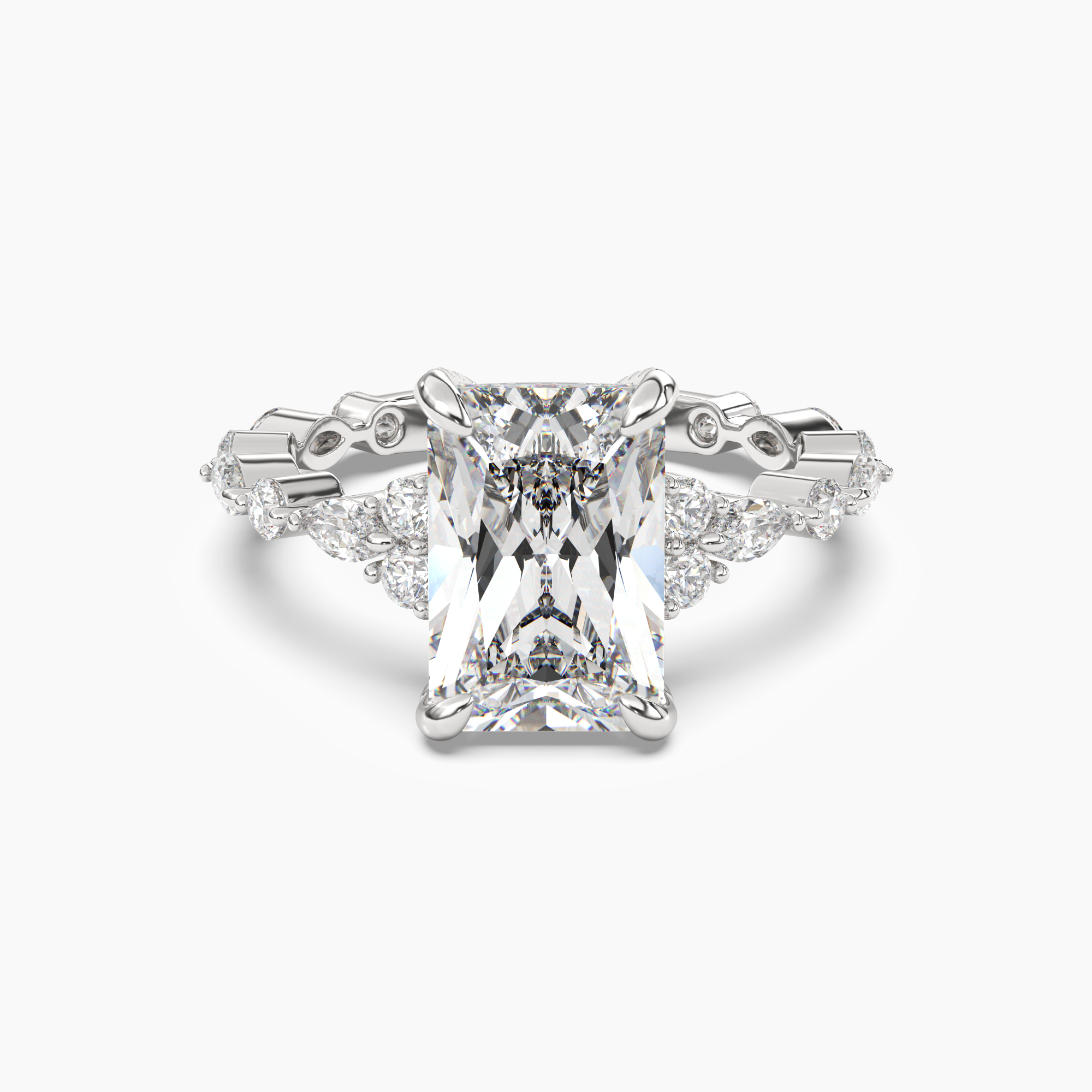 Lace Radiant Hidden Halo 3 Carat Lab Grown Diamond Engagement Ring in 18K Yellow Gold