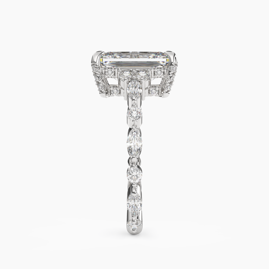 Lace Radiant Hidden Halo 2.5 Carat Lab Grown Diamond Engagement Ring in 18K Yellow Gold