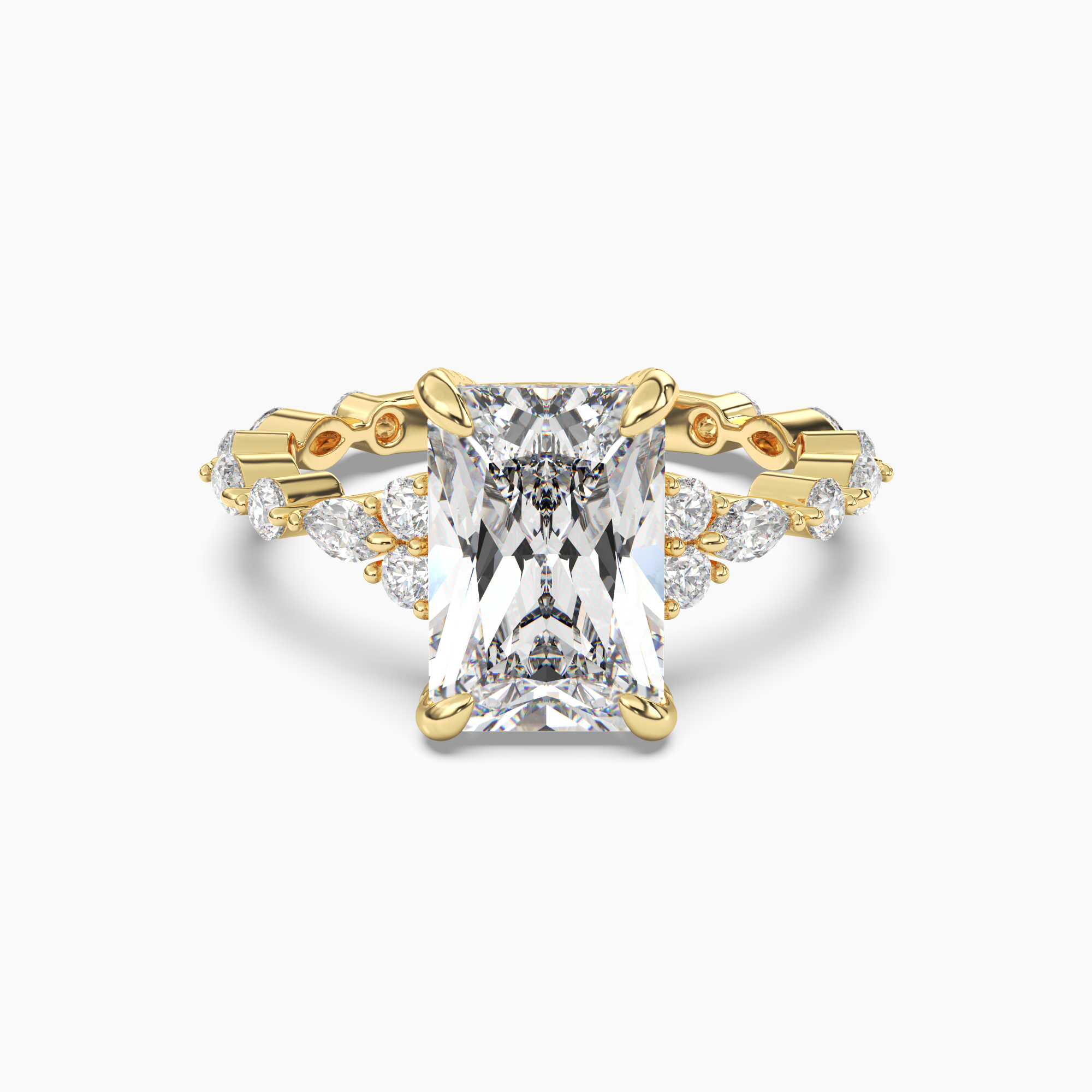 Lace Radiant Hidden Halo 2.5 Carat Lab Grown Diamond Engagement Ring in 18K Rose Gold