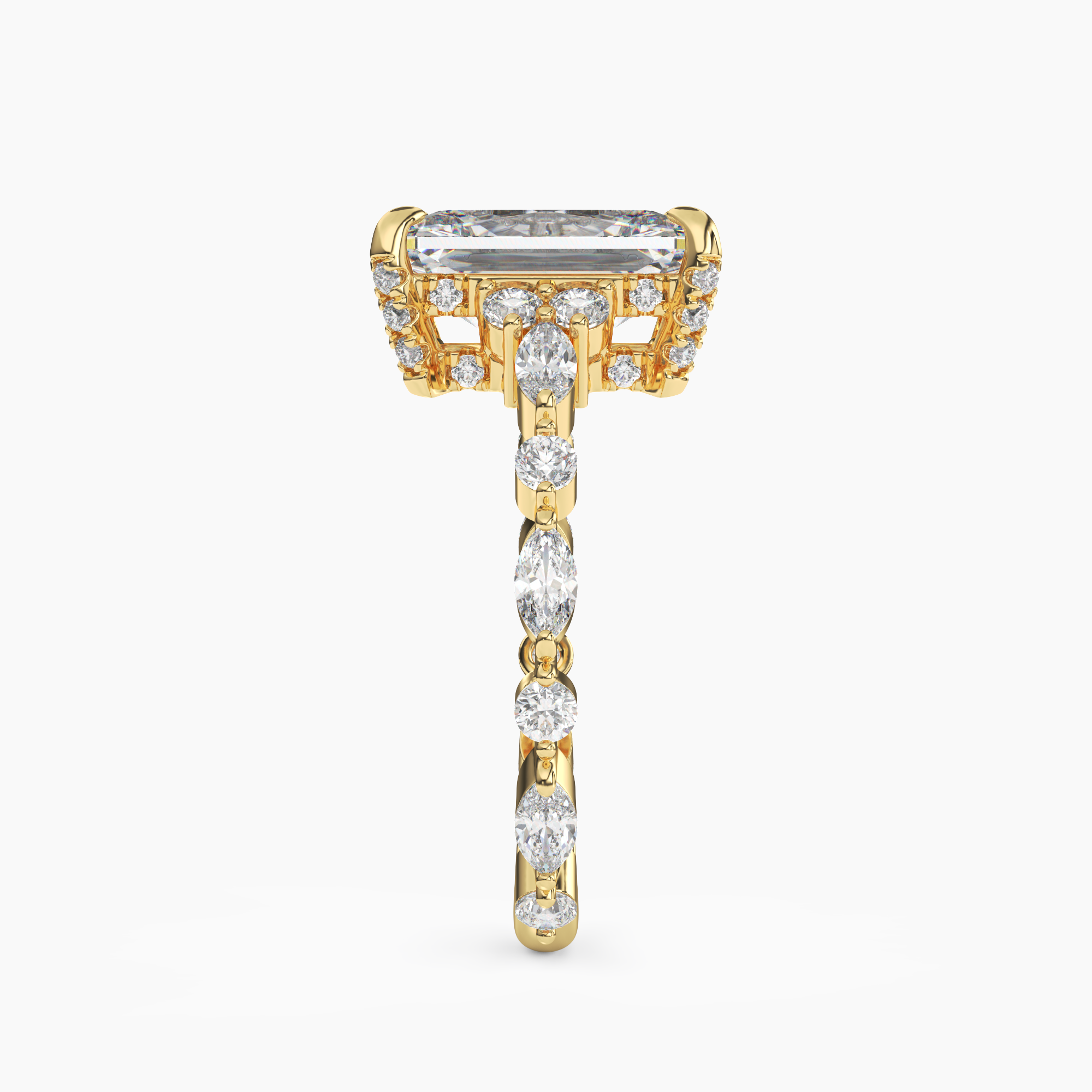 Lace Radiant Hidden Halo 2 Carat Lab Grown Diamond Engagement Ring in 14K Rose Gold
