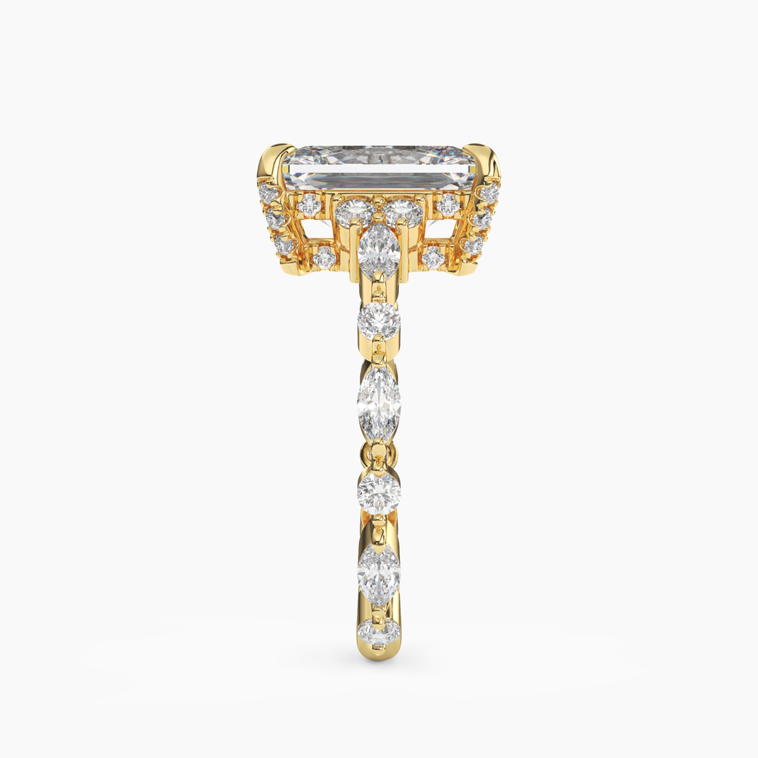 Lace Radiant Hidden Halo Diamond Ring Setting in 18K Rose Gold