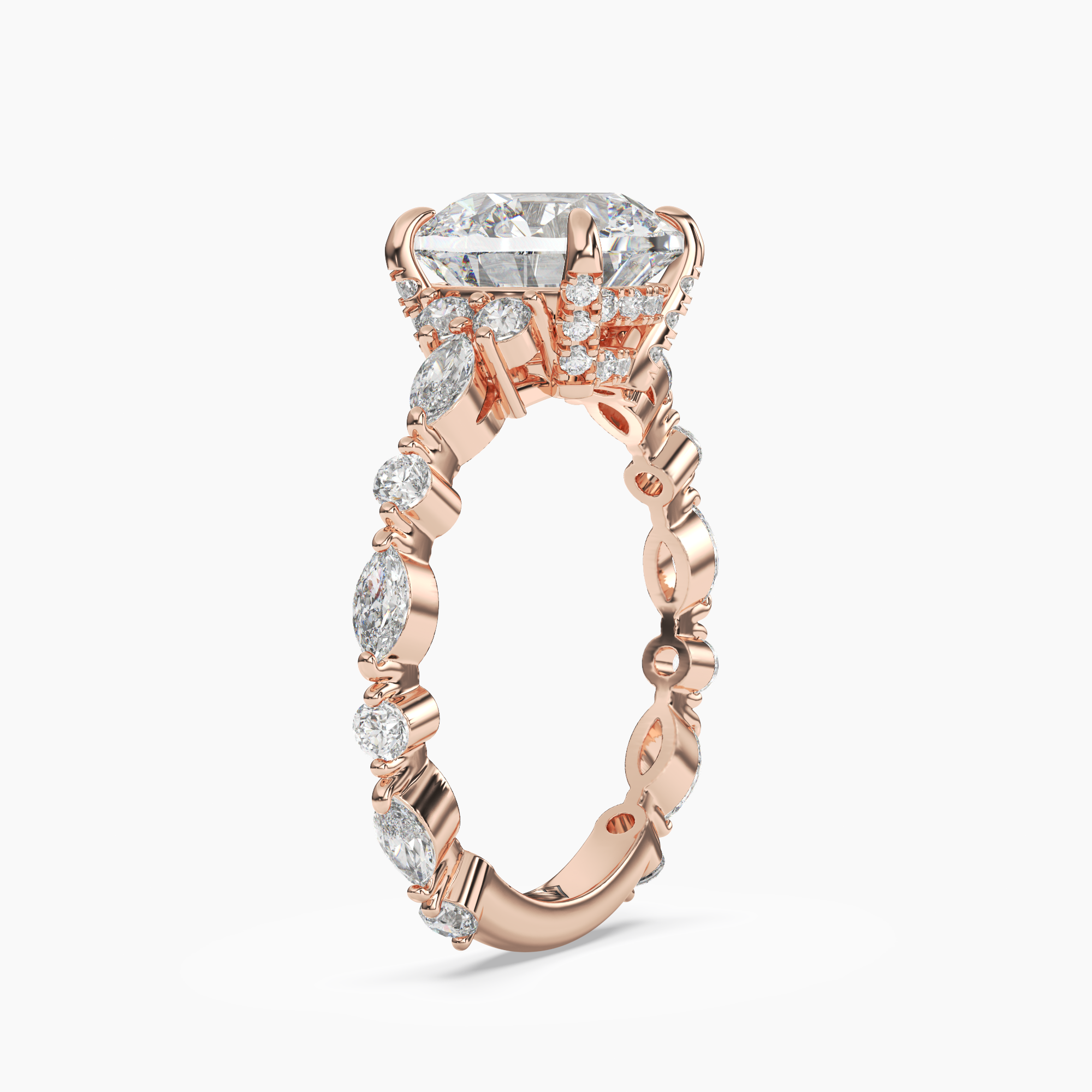 Lace Round Hidden Halo 2 Carat Lab Grown Diamond Engagement Ring in 14K Yellow Gold