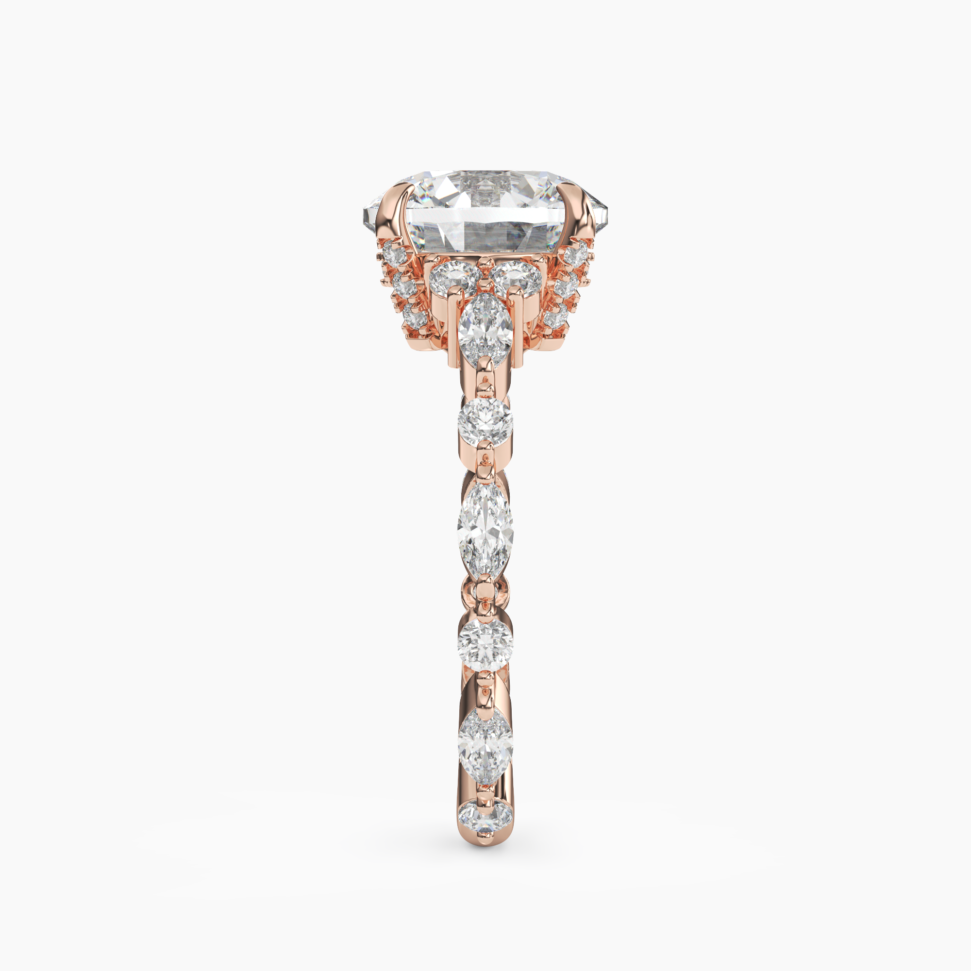 Lace Round Hidden Halo 3 Carat Lab Grown Diamond Engagement Ring in 14K Yellow Gold
