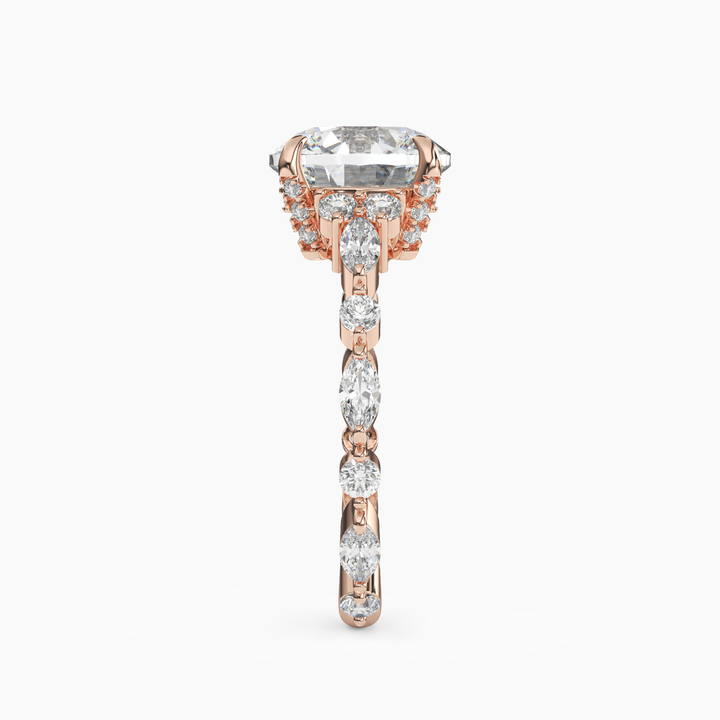 Lace Round Hidden Halo 1.5 Carat Lab Grown Diamond Engagement Ring in 18K Yellow Gold