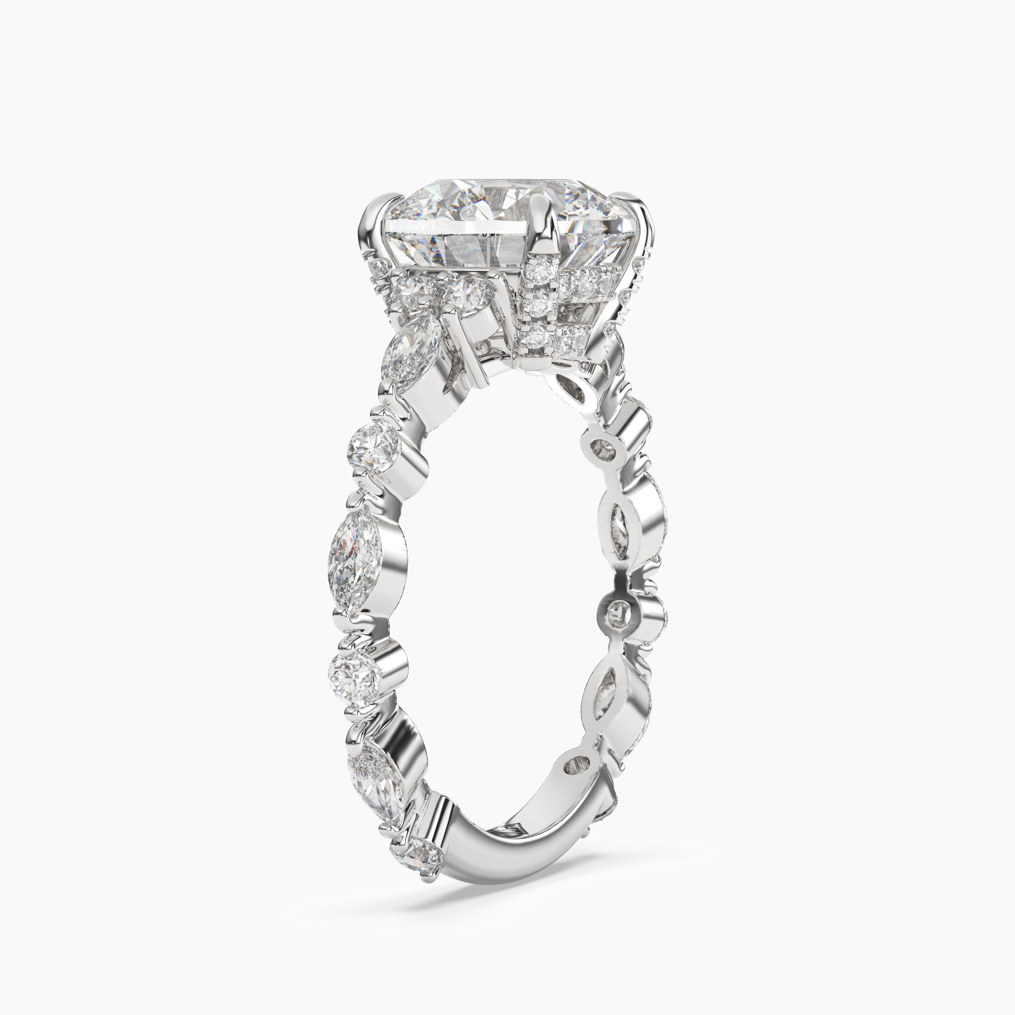 Lace Round Hidden Halo Diamond Ring Setting in 14K Yellow Gold