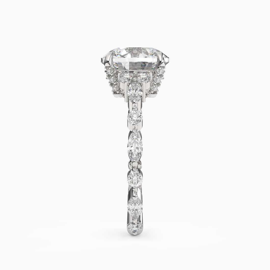 Lace Round Hidden Halo 3 Carat Lab Grown Diamond Engagement Ring in 14K Yellow Gold