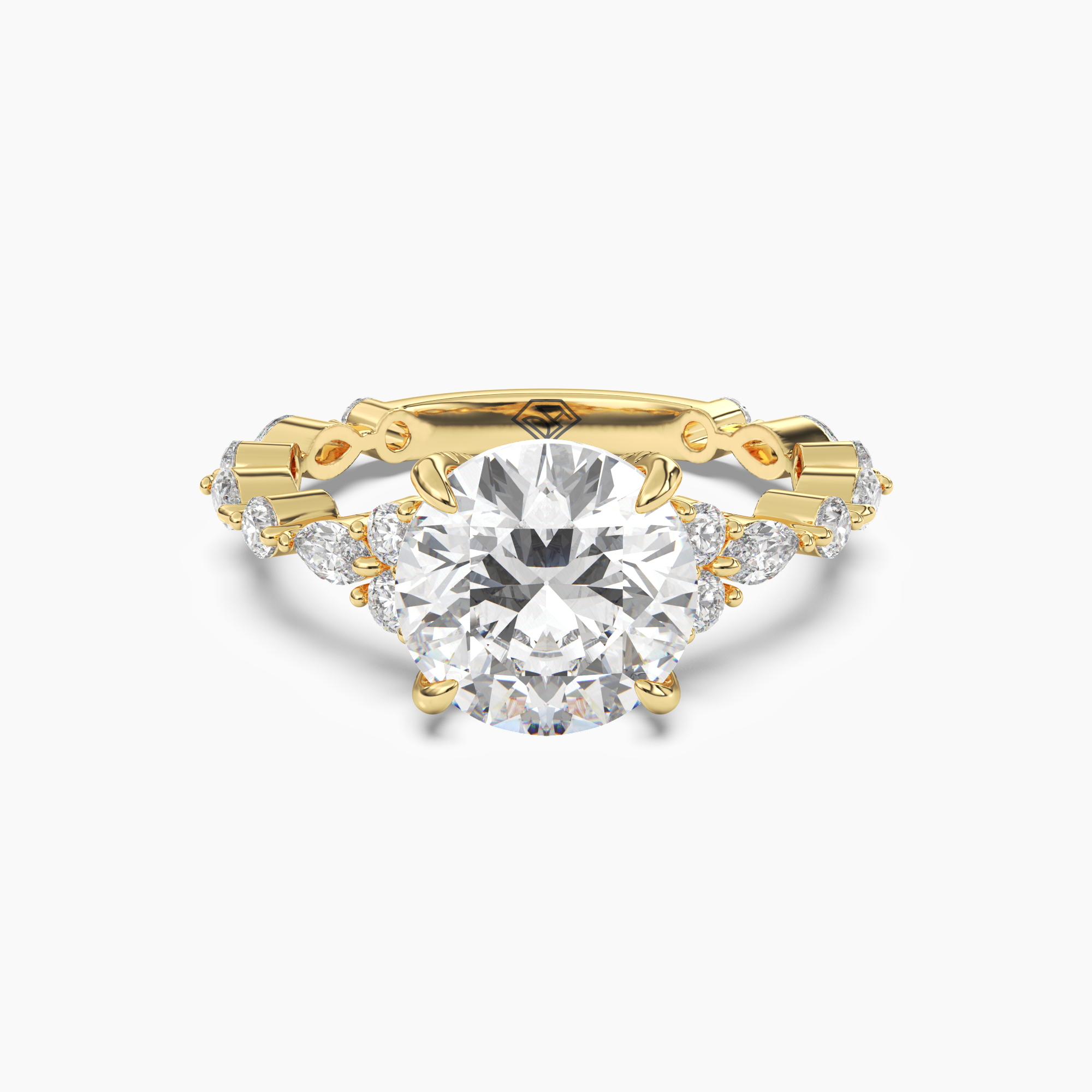Lace Round Hidden Halo 2 Carat Lab Grown Diamond Engagement Ring in 18K White Gold