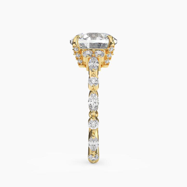 Lace Round Hidden Halo 1.5 Carat Lab Grown Diamond Engagement Ring in 14K Rose Gold