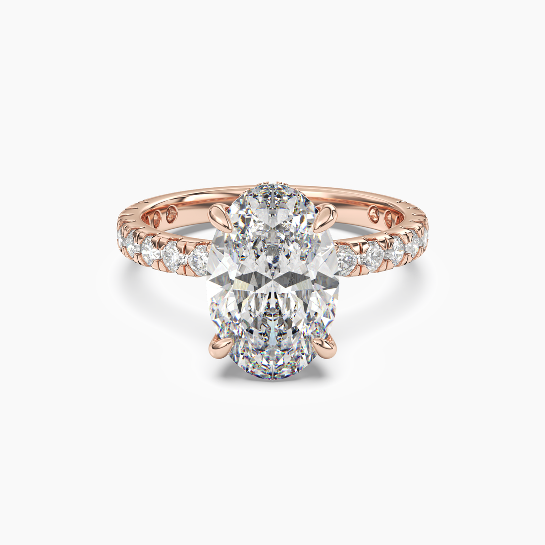 Eclipse Oval Hidden Halo 2 Carat Lab Grown Diamond Engagement Ring in 18K White Gold
