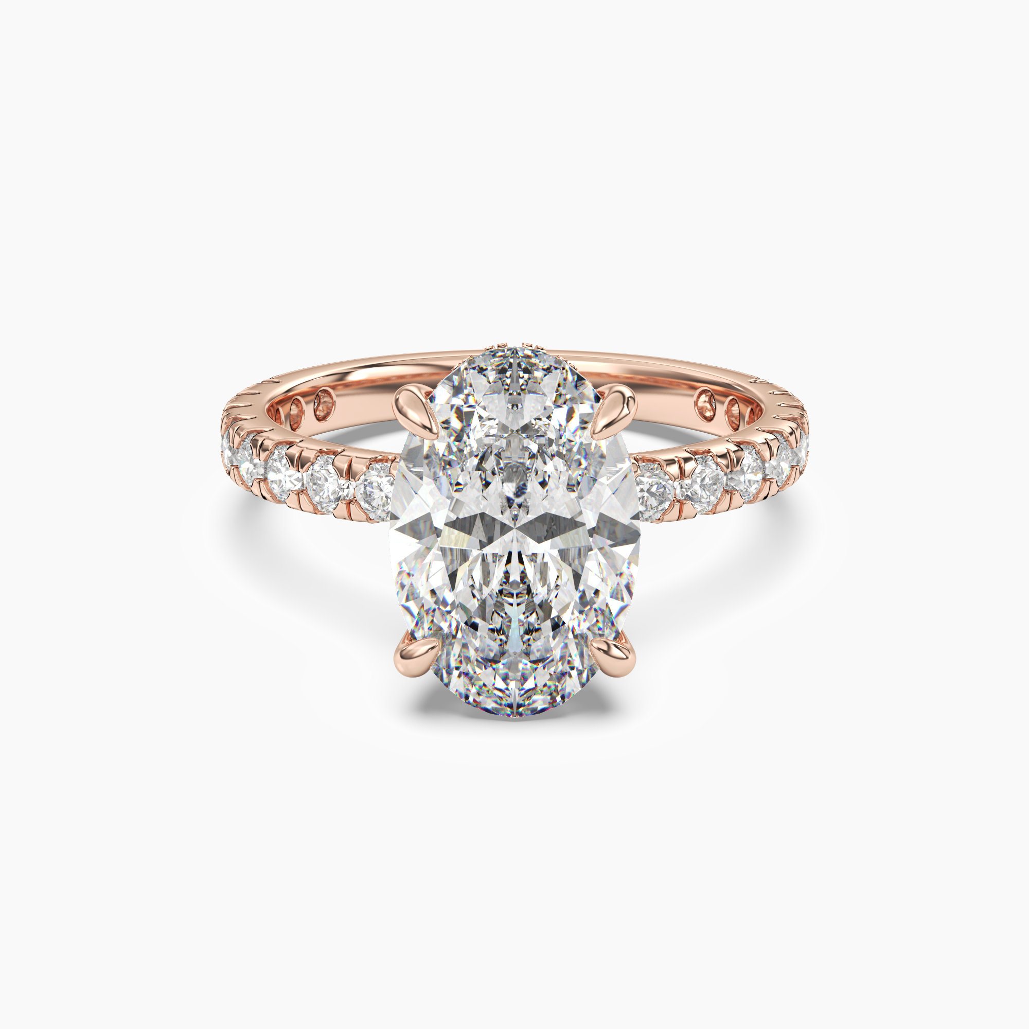 Eclipse Oval Hidden Halo Diamond Ring Setting in 18K Rose Gold