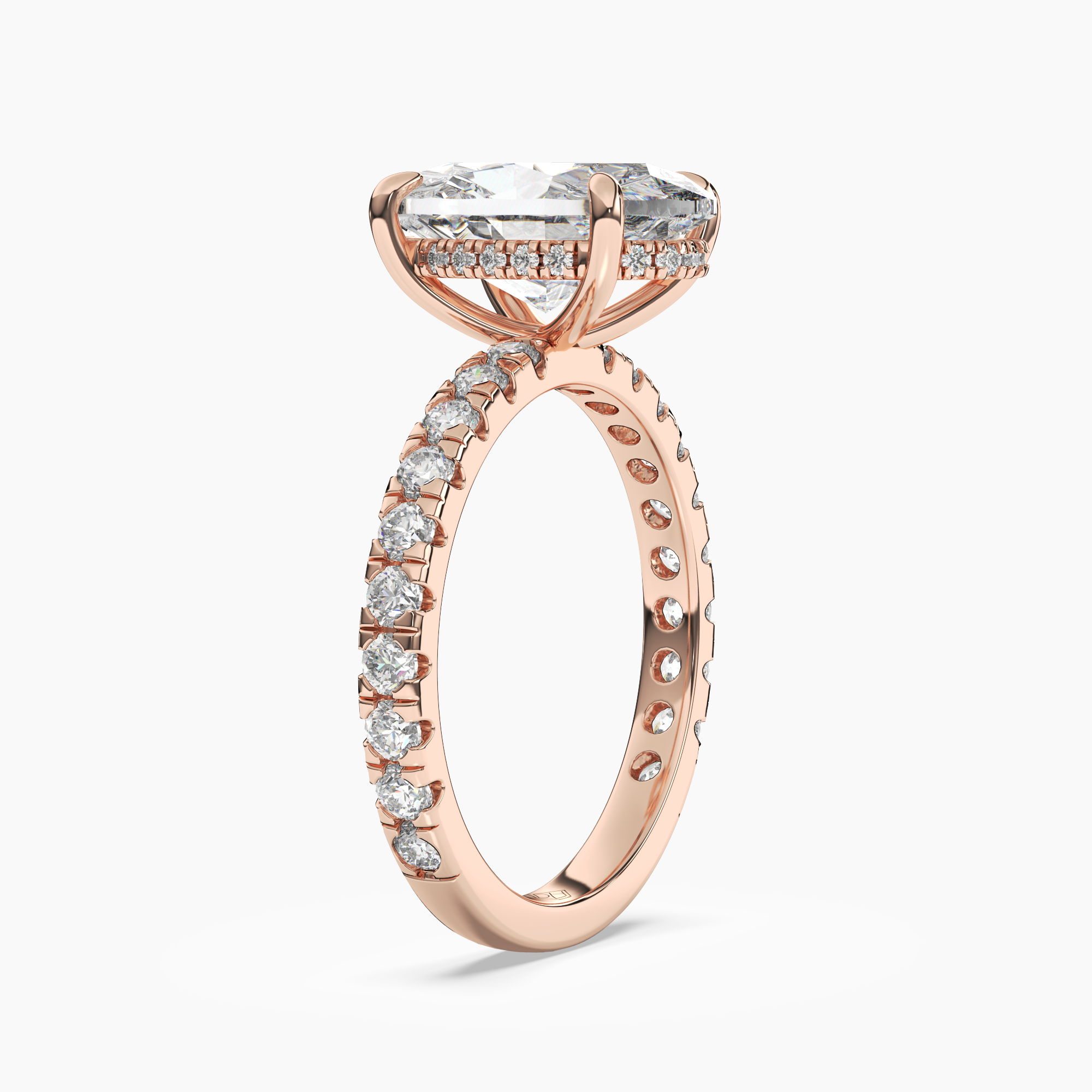Eclipse Oval Hidden Halo 2 Carat Lab Grown Diamond Engagement Ring in 18K White Gold