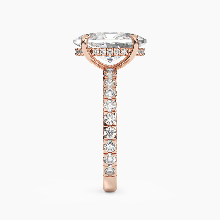Eclipse Oval Hidden Halo 3 Carat Lab Grown Diamond Engagement Ring in 14K Yellow Gold