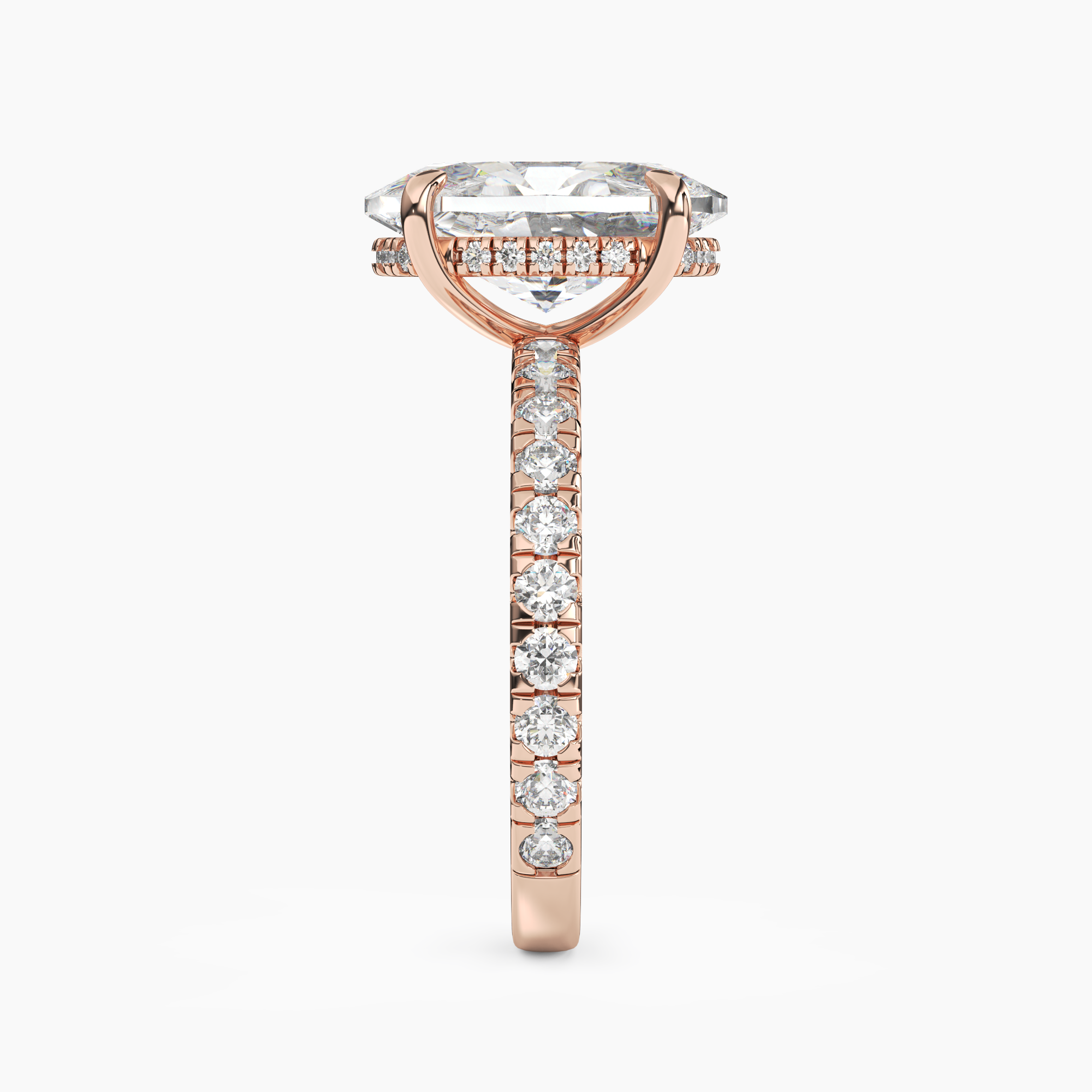 Eclipse Oval Hidden Halo Diamond Ring Setting in 18K White Gold