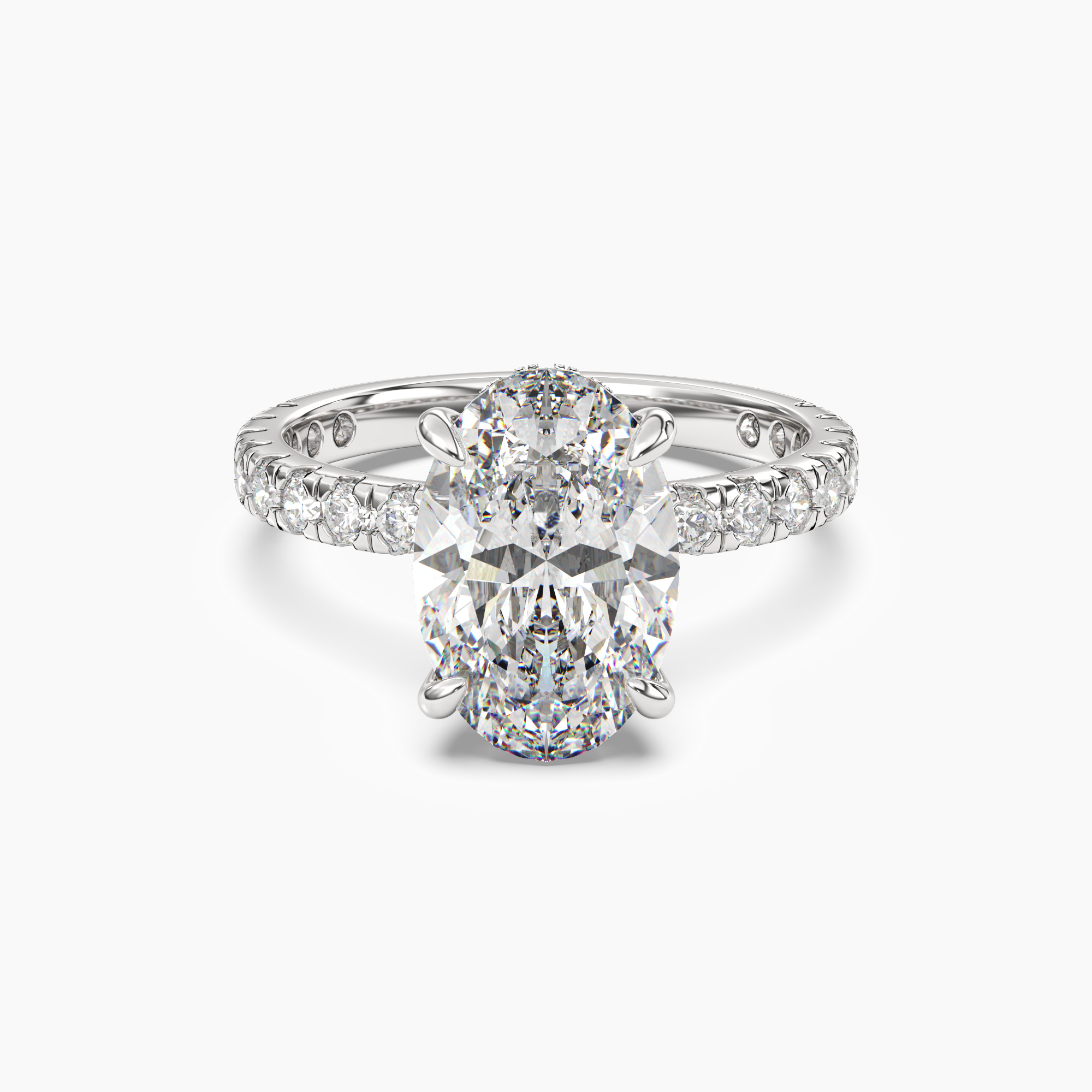 Eclipse Oval Hidden Halo Diamond Ring Setting in 18K White Gold