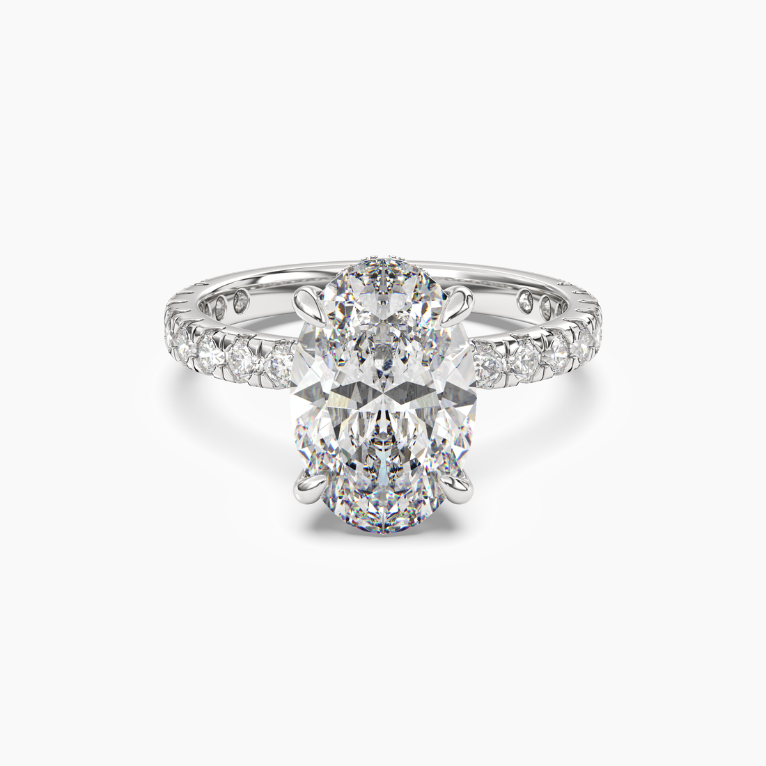 Eclipse Oval Hidden Halo 3 Carat Lab Grown Diamond Engagement Ring in 14K White Gold