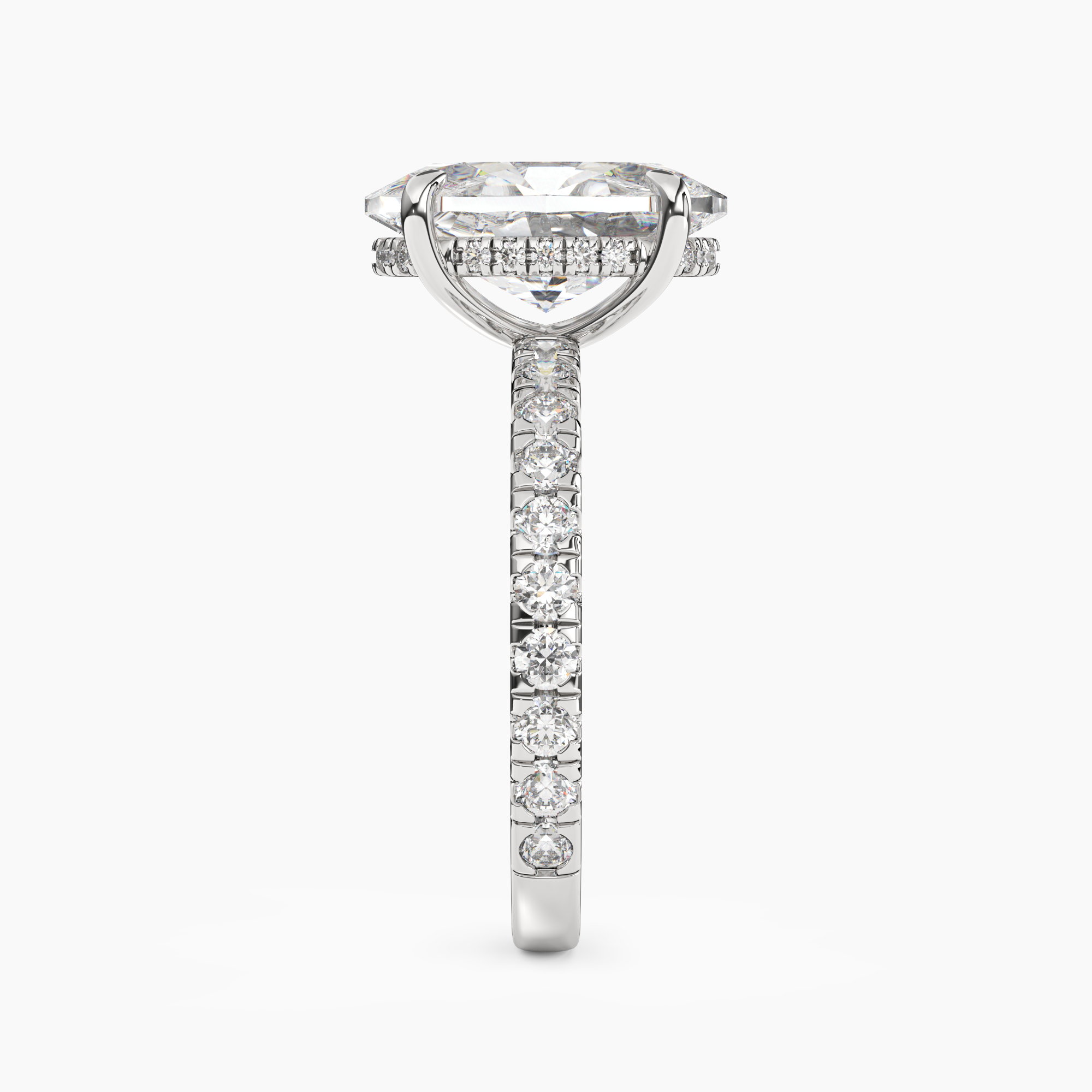 Eclipse Oval Hidden Halo 2 Carat Lab Grown Diamond Engagement Ring in 18K White Gold