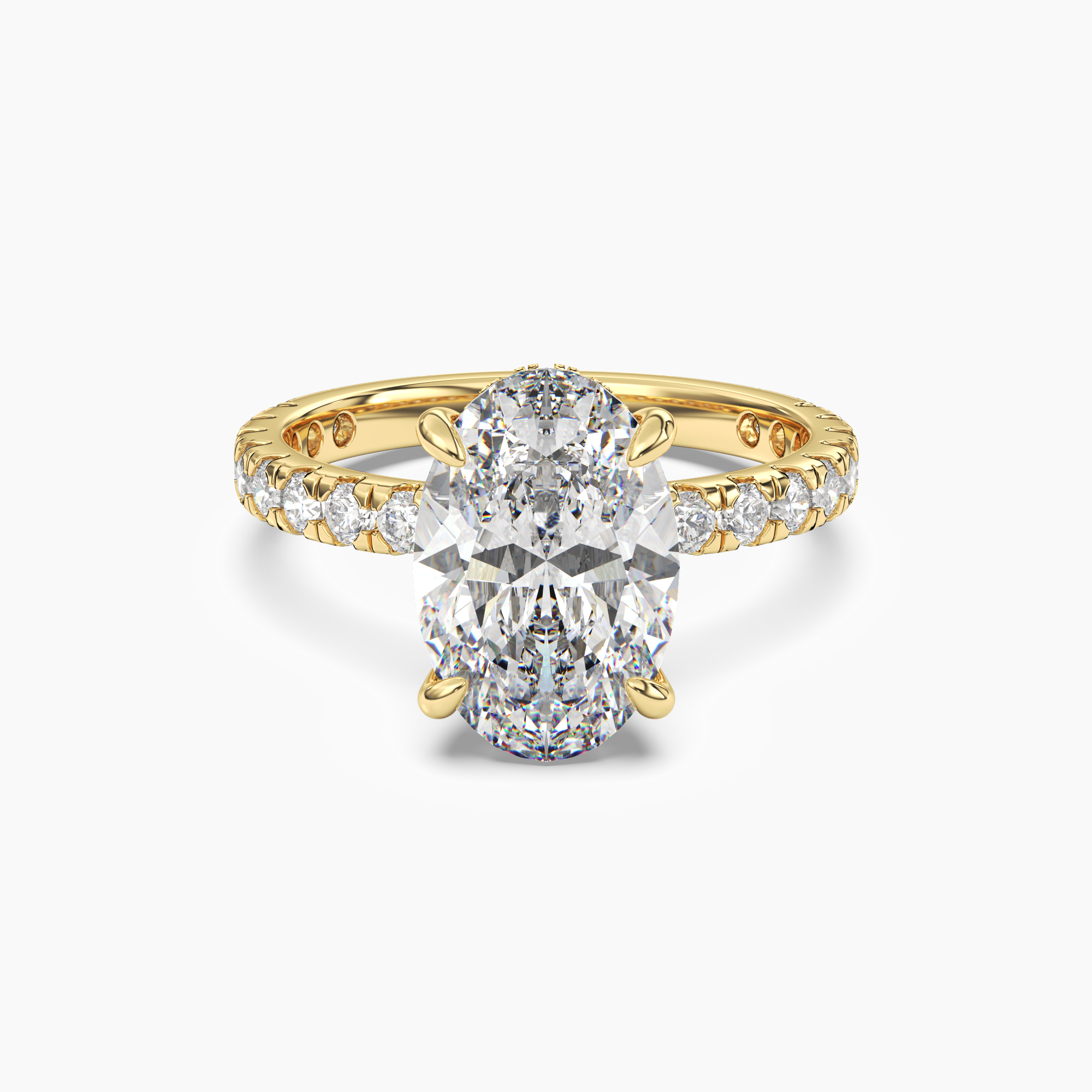 Eclipse Oval Hidden Halo 2 Carat Lab Grown Diamond Engagement Ring in 14K Yellow Gold