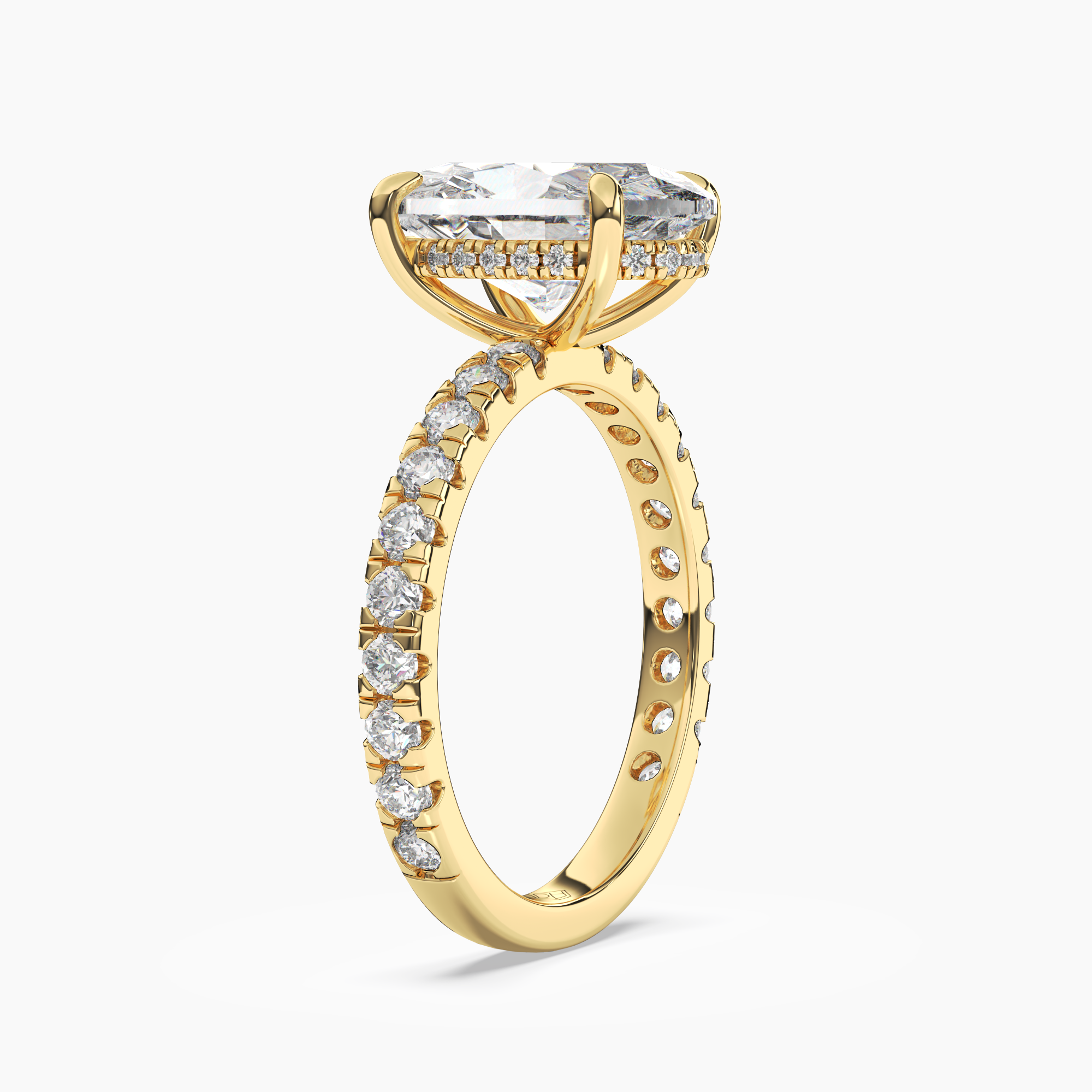 Eclipse Oval Hidden Halo 2 Carat Lab Grown Diamond Engagement Ring in 18K Yellow Gold