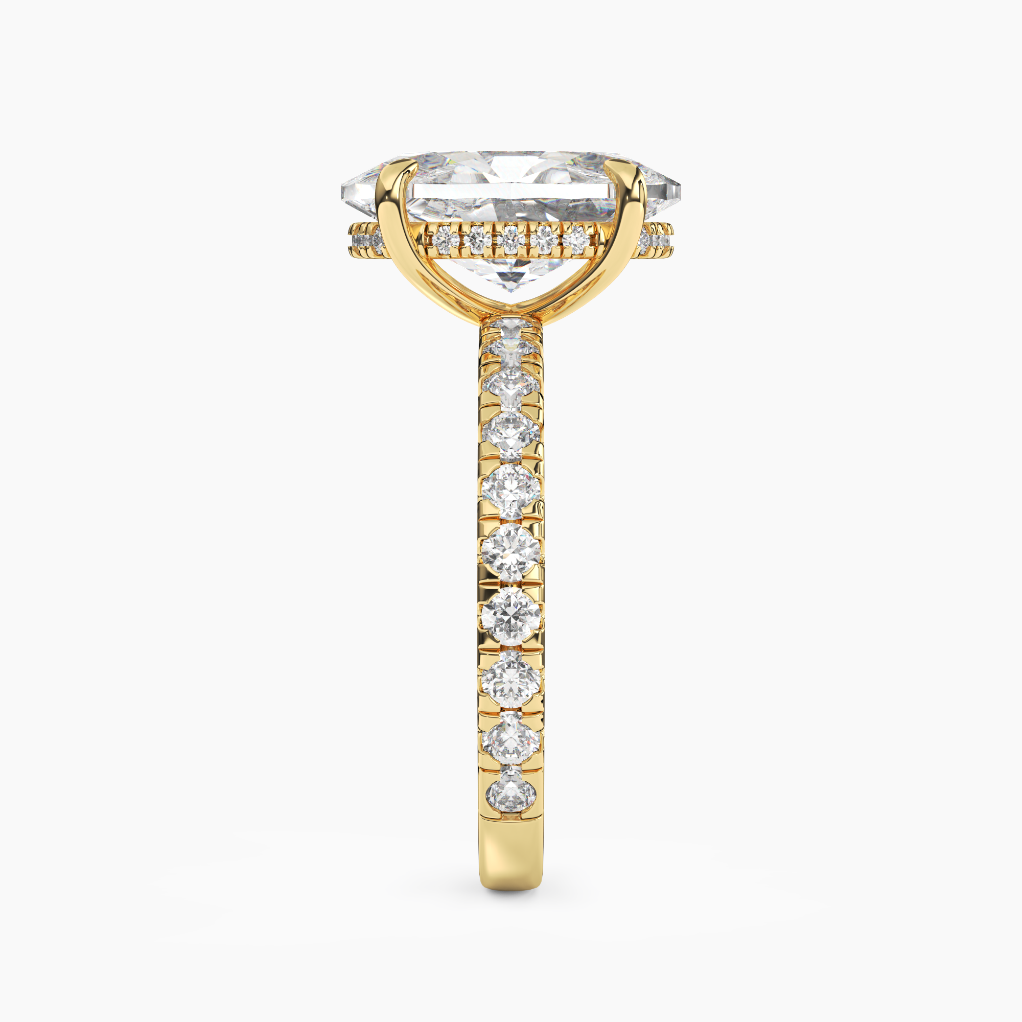 Eclipse Oval Hidden Halo 2.5 Carat Lab Grown Diamond Engagement Ring in 14K Yellow Gold