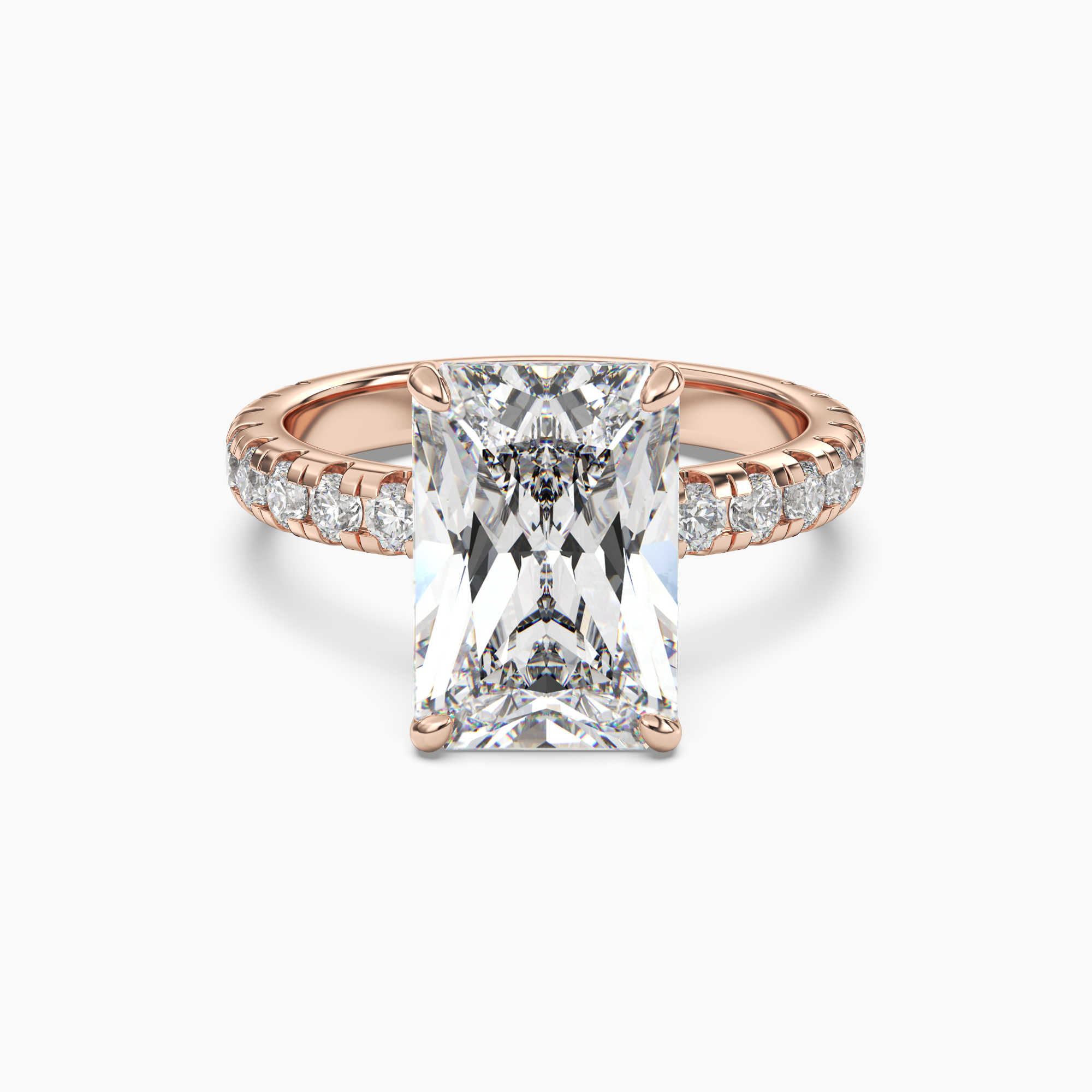 Eclipse Radiant Hidden Halo Diamond Ring Setting in 14K Rose Gold