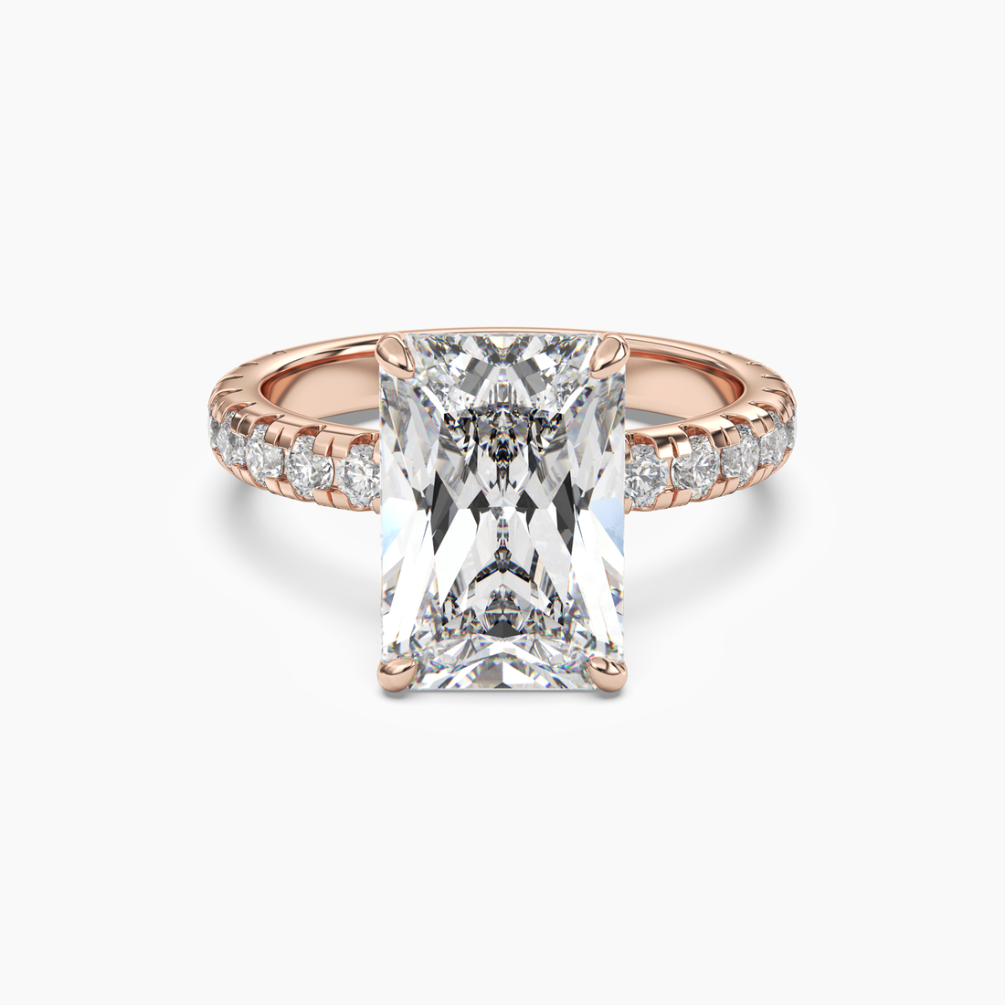 Eclipse Radiant Hidden Halo Diamond Ring Setting in 18K Rose Gold