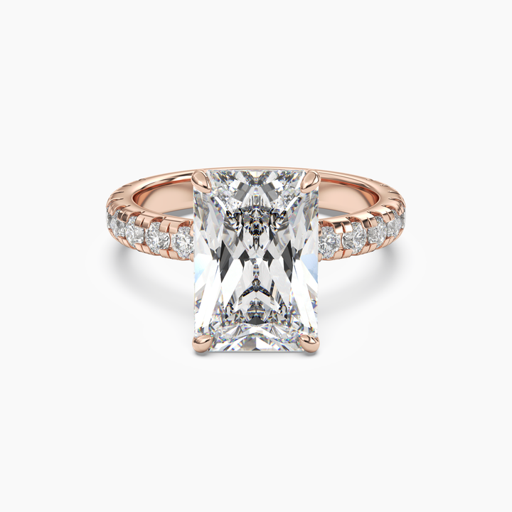 Eclipse Radiant Hidden Halo 3 Carat Lab Grown Diamond Engagement Ring in 18K Rose Gold