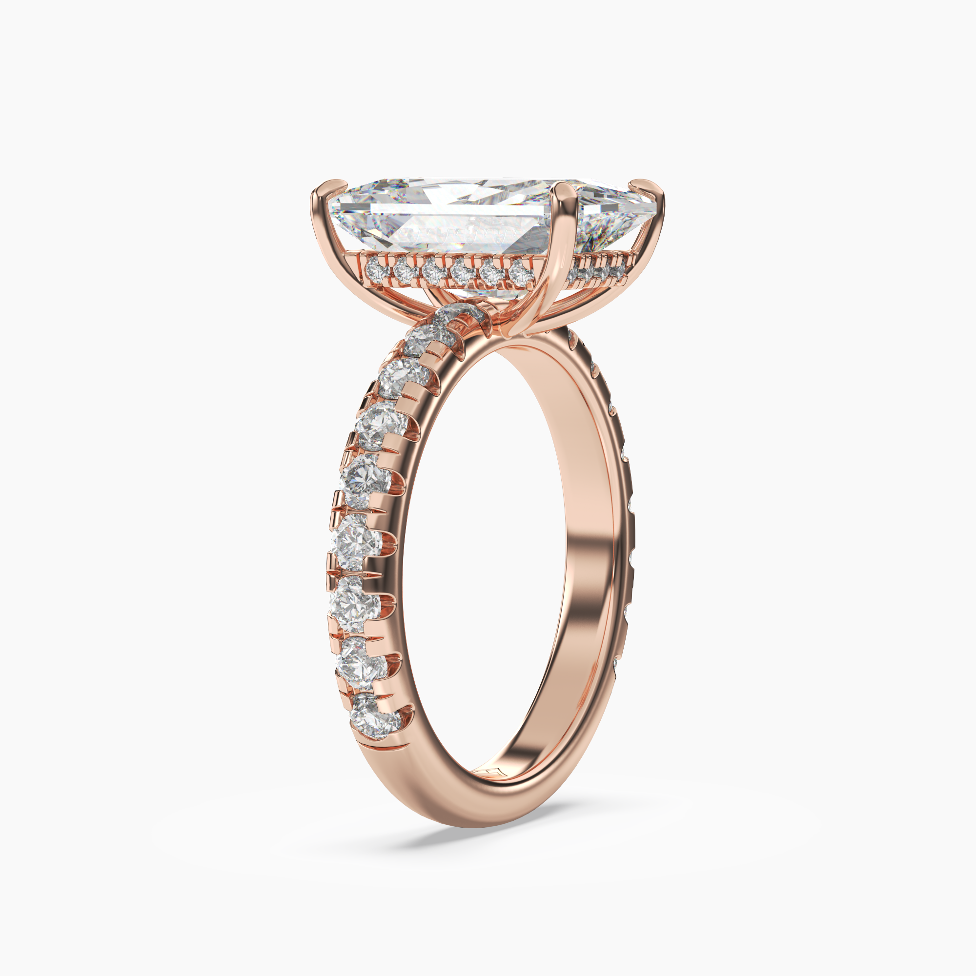 Eclipse Radiant Hidden Halo Diamond Ring Setting in 14K Yellow Gold