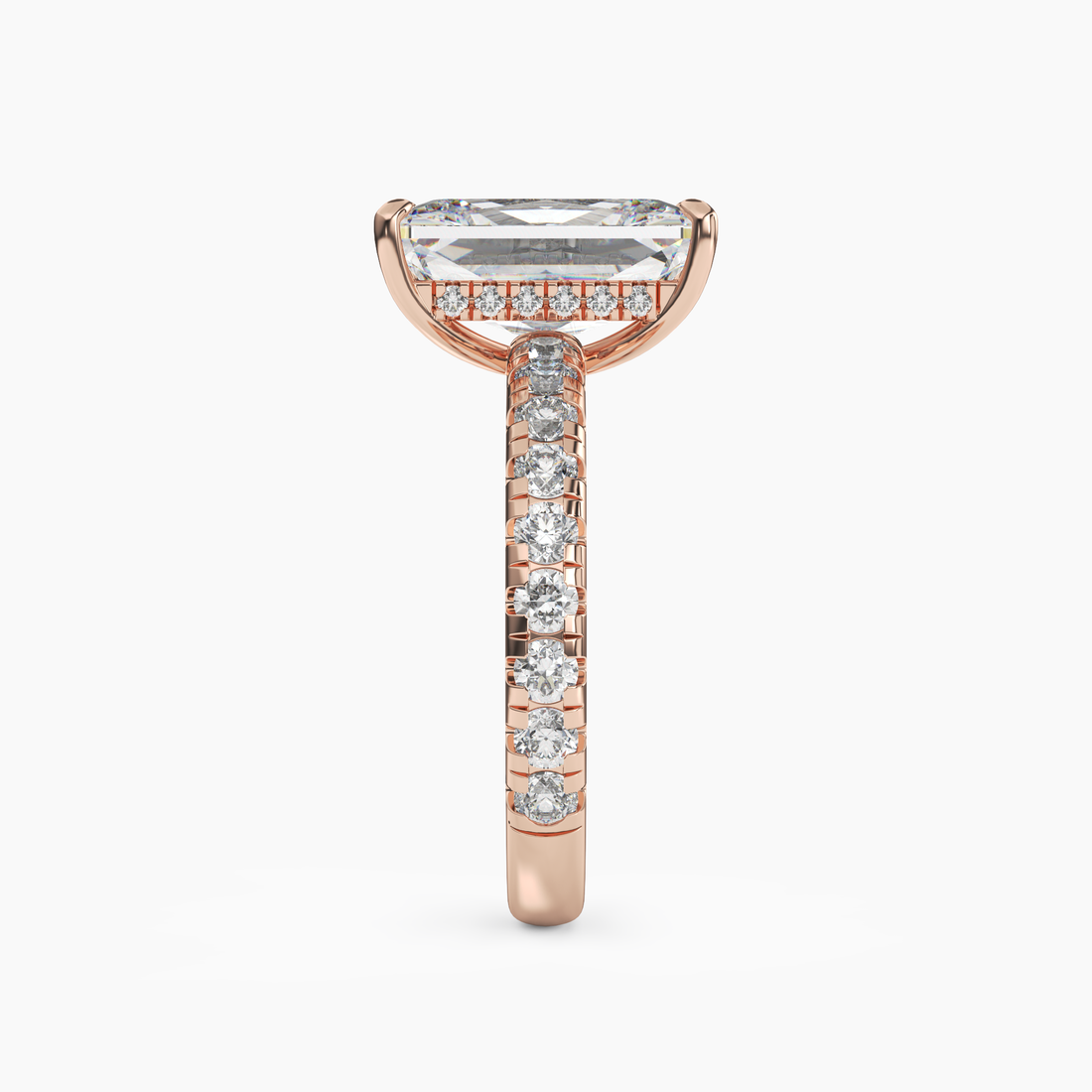 Eclipse Radiant Hidden Halo 3 Carat Lab Grown Diamond Engagement Ring in 14K Yellow Gold