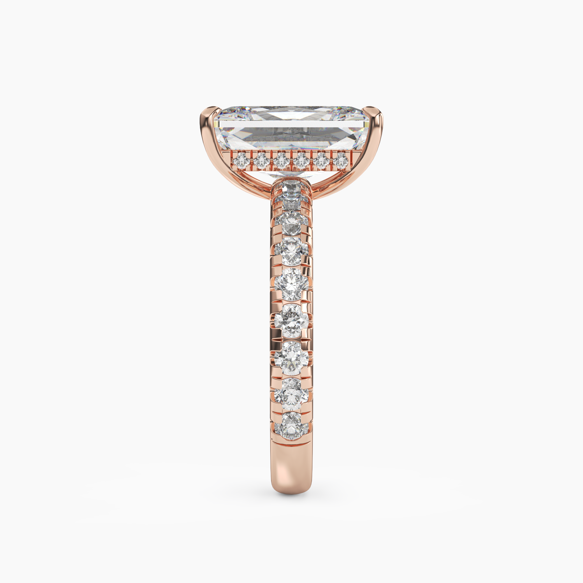 Eclipse Radiant Hidden Halo 2.5 Carat Lab Grown Diamond Engagement Ring in 18K Yellow Gold