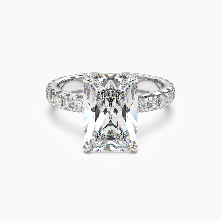 Eclipse Radiant Hidden Halo 3 Carat Lab Grown Diamond Engagement Ring in 14K White Gold