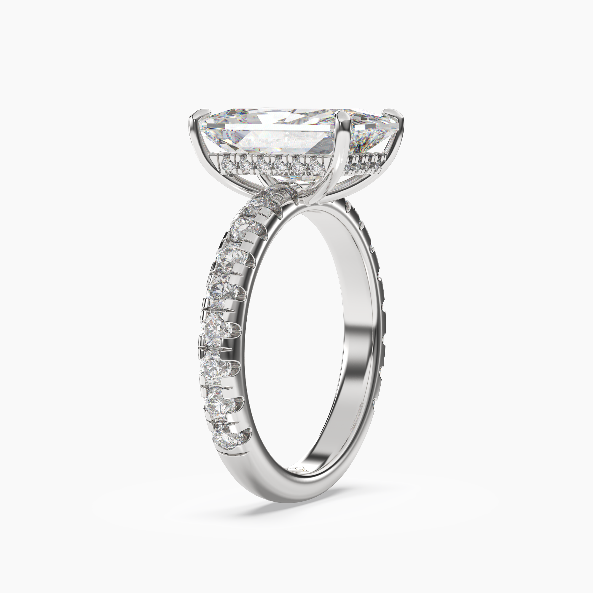 Eclipse Radiant Hidden Halo 3 Carat Lab Grown Diamond Engagement Ring in 18K White Gold