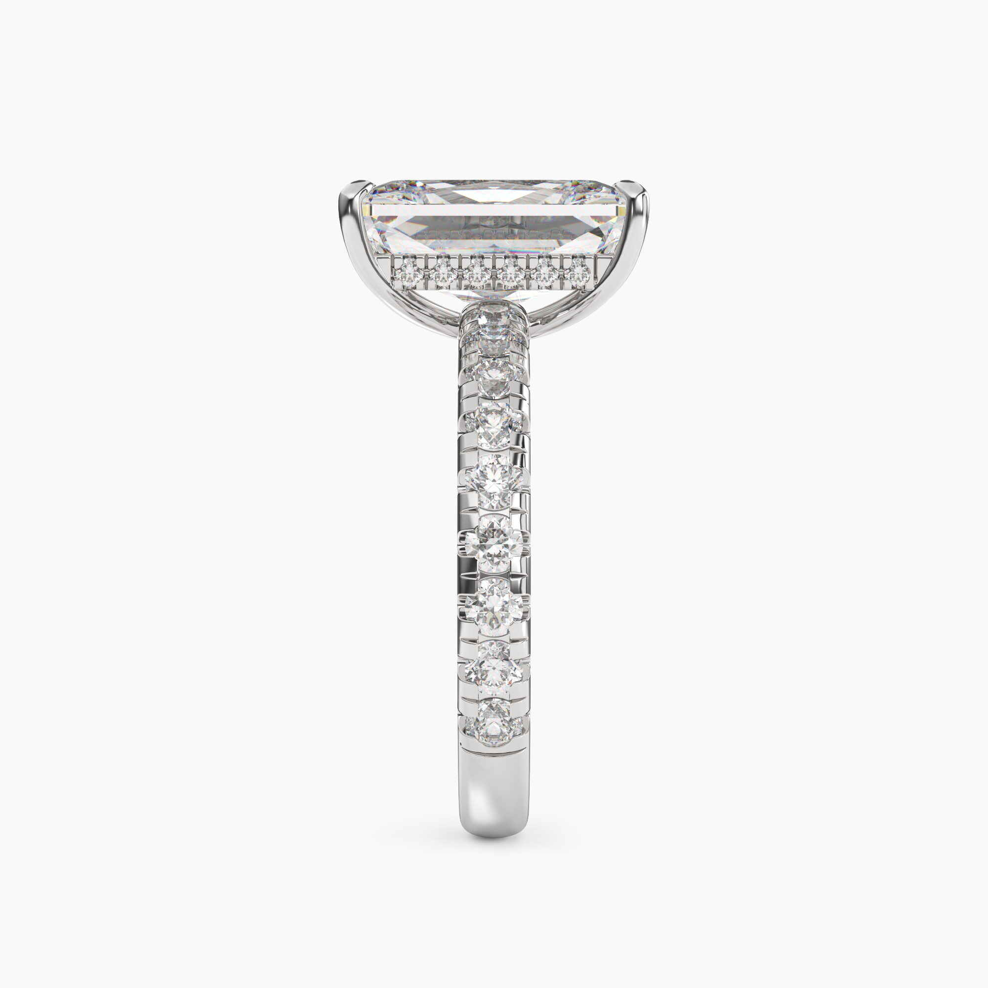 Eclipse Radiant Hidden Halo 2.5 Carat Lab Grown Diamond Engagement Ring in 18K Yellow Gold