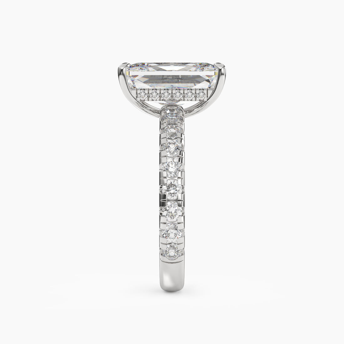 Eclipse Radiant Hidden Halo Diamond Ring Setting in 18K Rose Gold