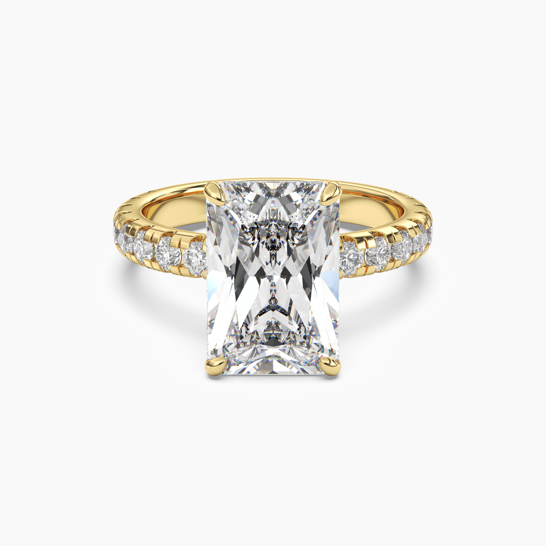 Eclipse Radiant Hidden Halo Diamond Ring Setting in 14K White Gold
