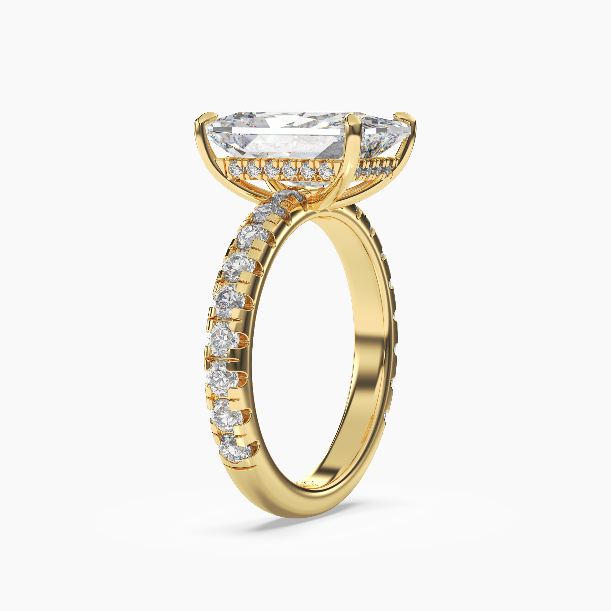 Eclipse Radiant Hidden Halo 2.5 Carat Lab Grown Diamond Engagement Ring in 18K Yellow Gold